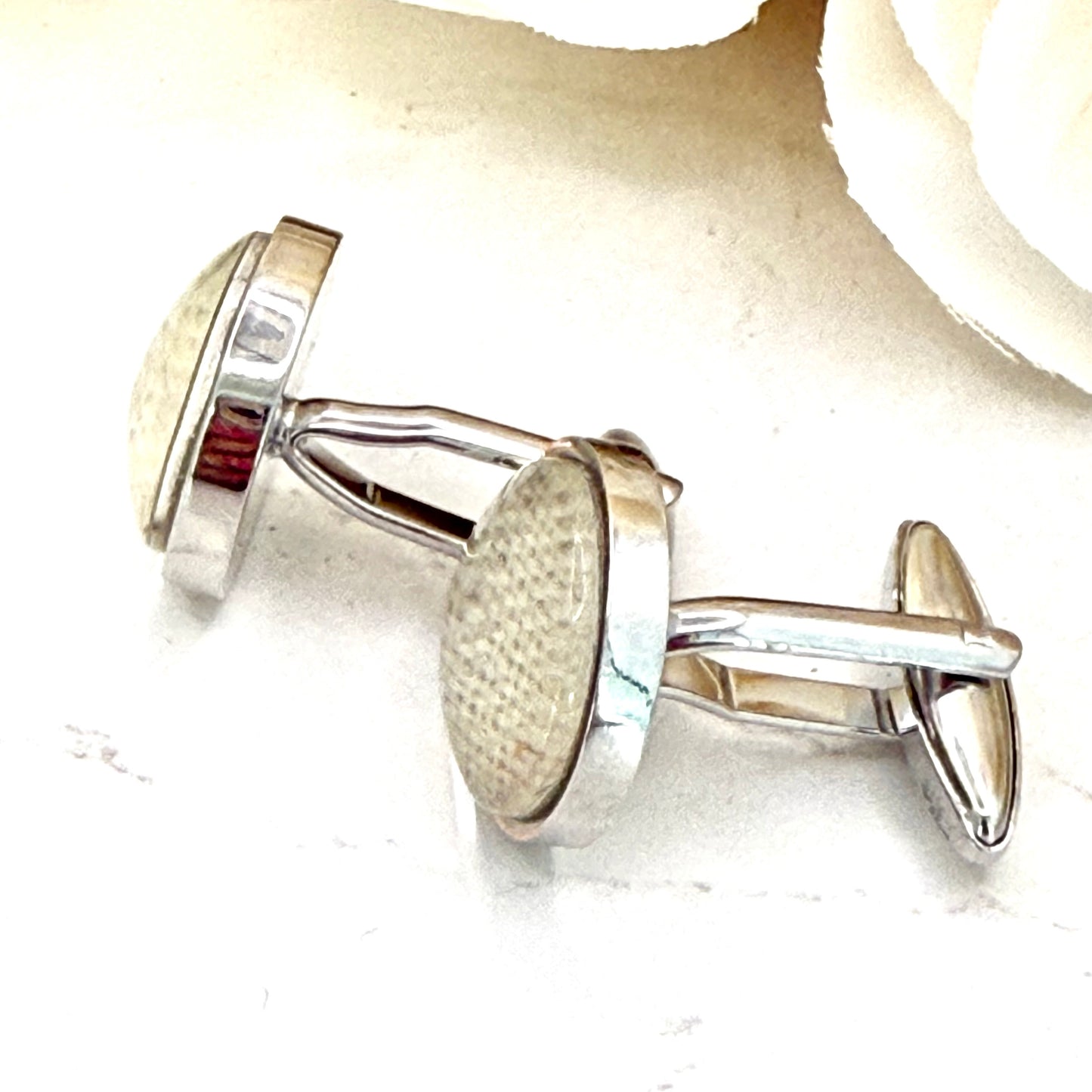 Linen 8th Anniversary Cufflinks Handmade