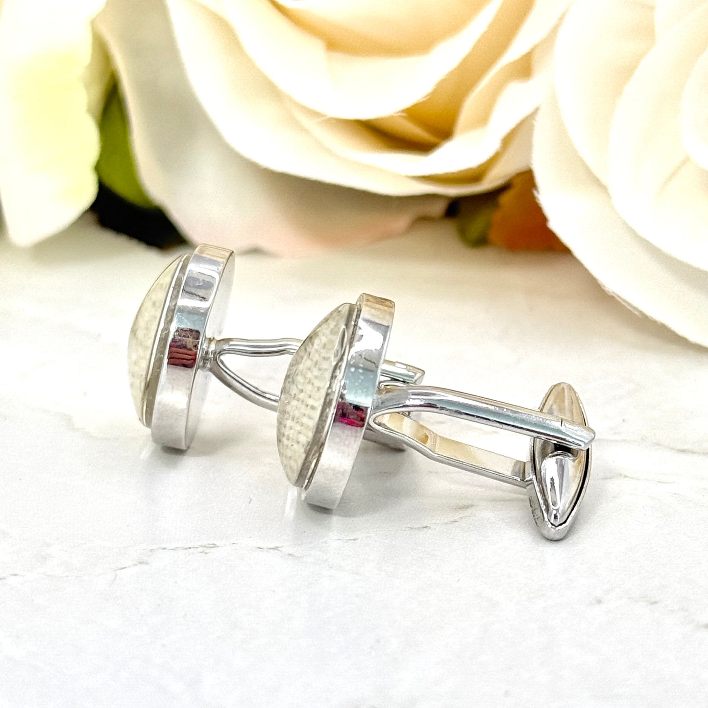 Linen 8th Anniversary Cufflinks Handmade