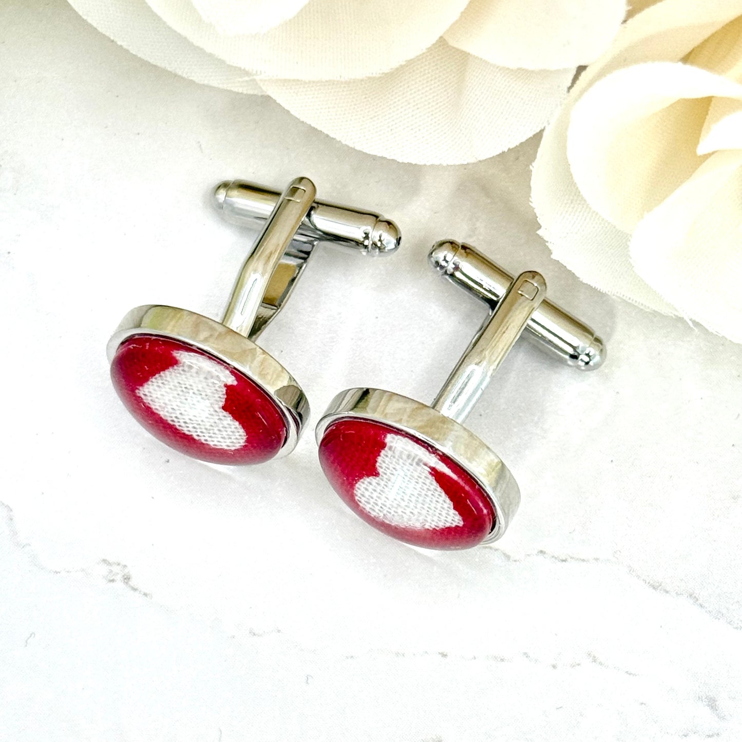 Cotton 2nd Anniversary Cufflinks Handmade