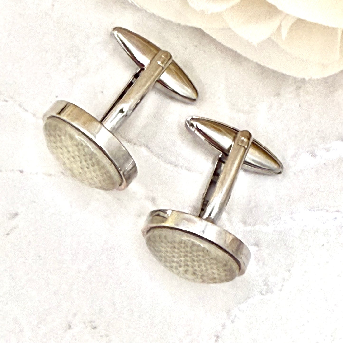 Linen 8th Anniversary Cufflinks Handmade