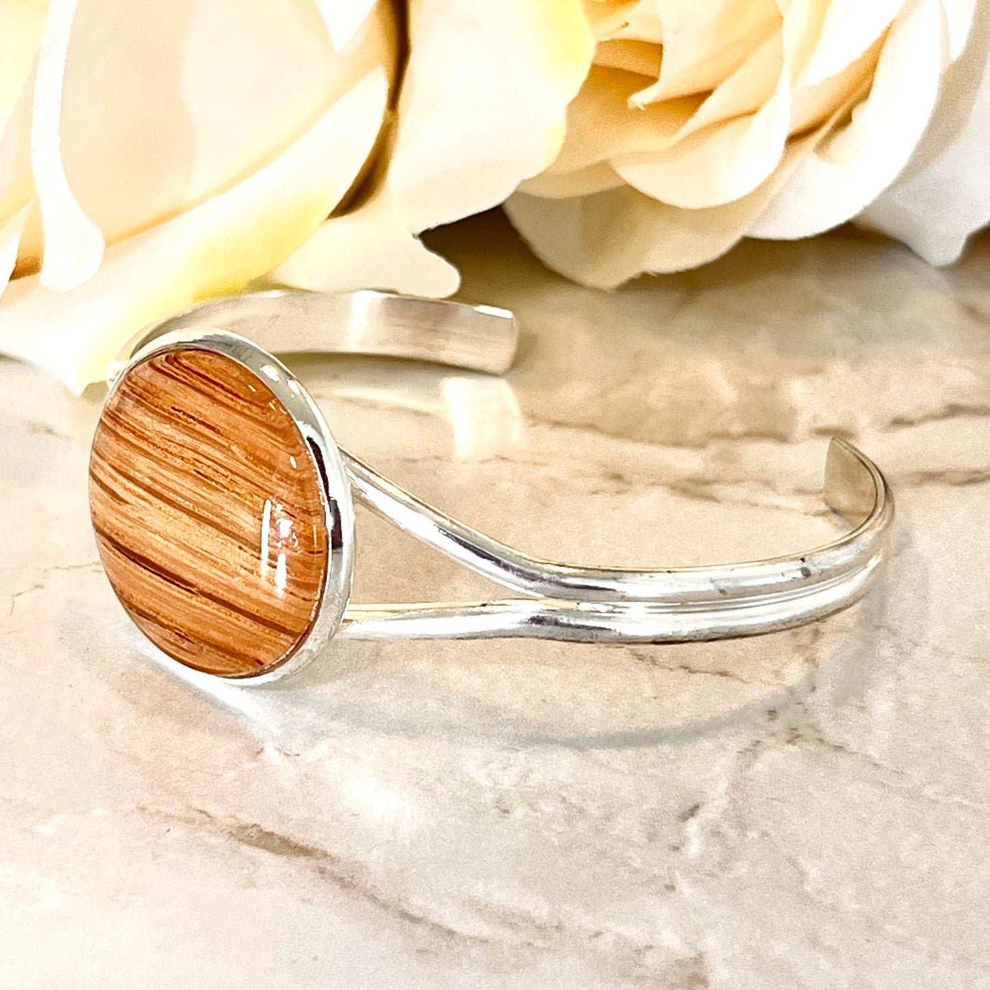 Wood 5th Anniversary Bangle Bracelet Handmade