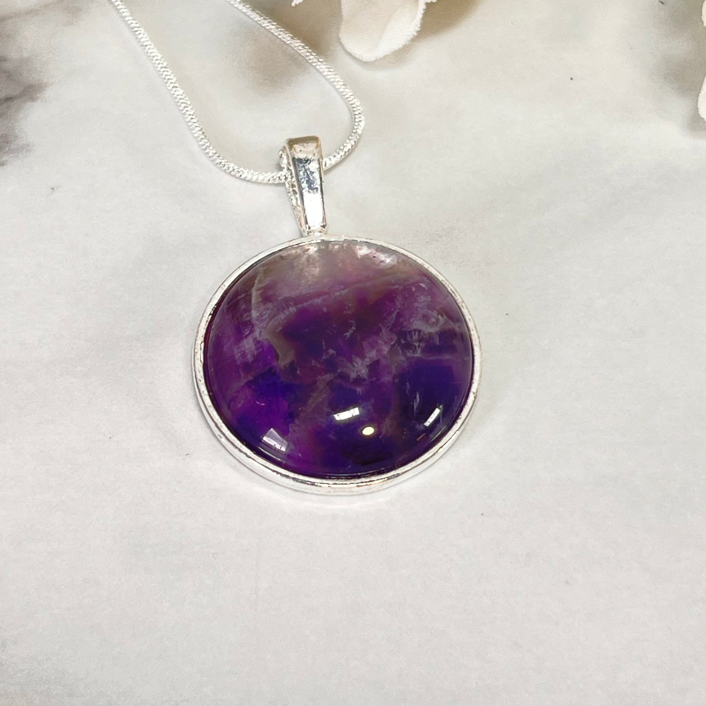 Amethyst 33rd Anniversary Pendant & Earrings Jewellery Set Handmade-Pendant & Earrings-Handmadeanniversary-Handmade Anniversary