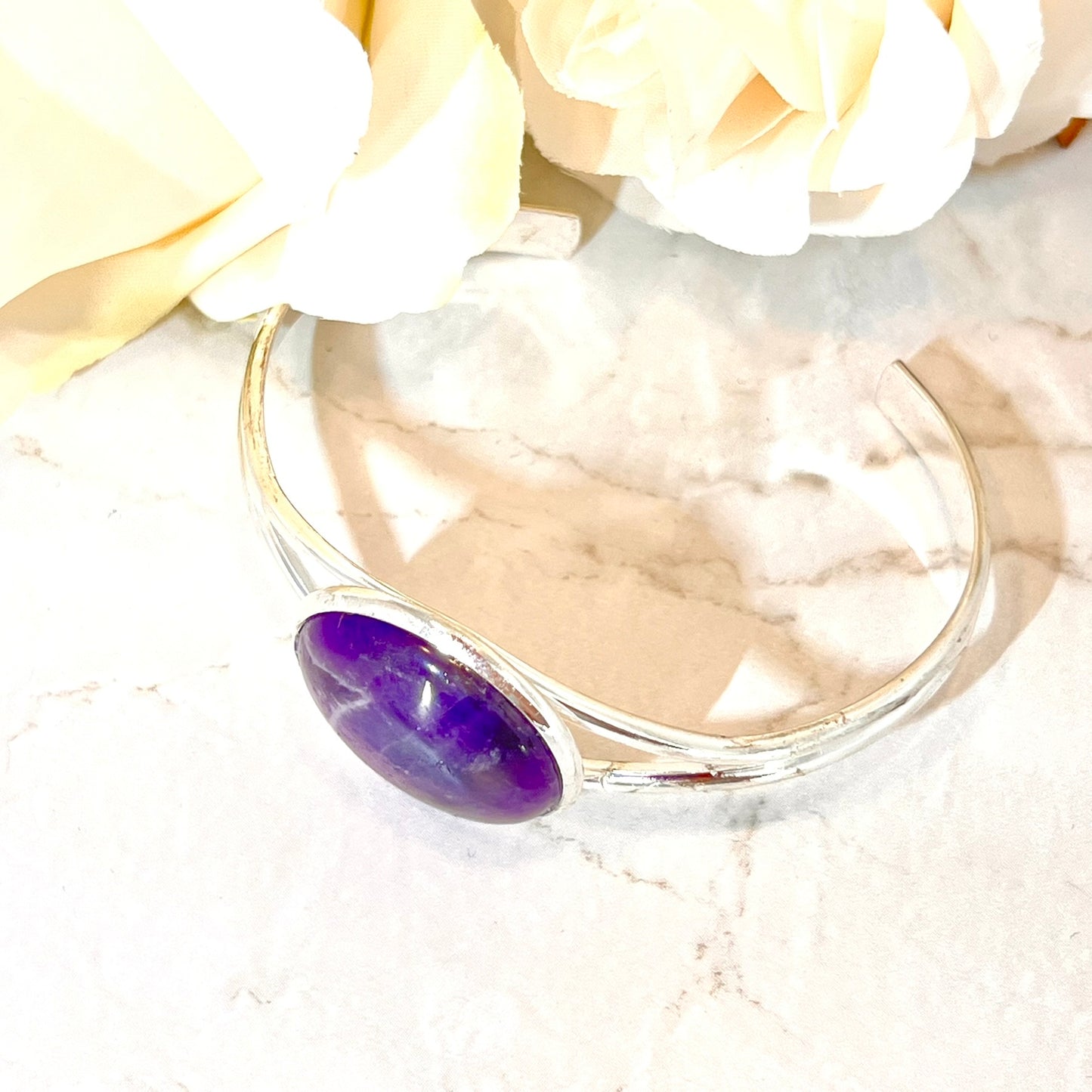 Amethyst 33rd Wedding Anniversary Silver Plated Bangle Bracelet Handmade-Bangle-Handmadeanniversary-Handmade Anniversary