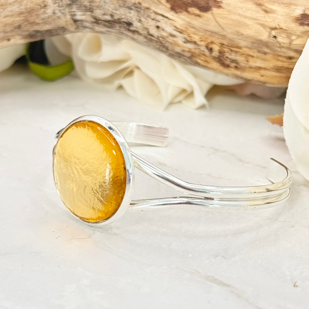 Gold 50th Anniversary Bangle Bracelet Handmade