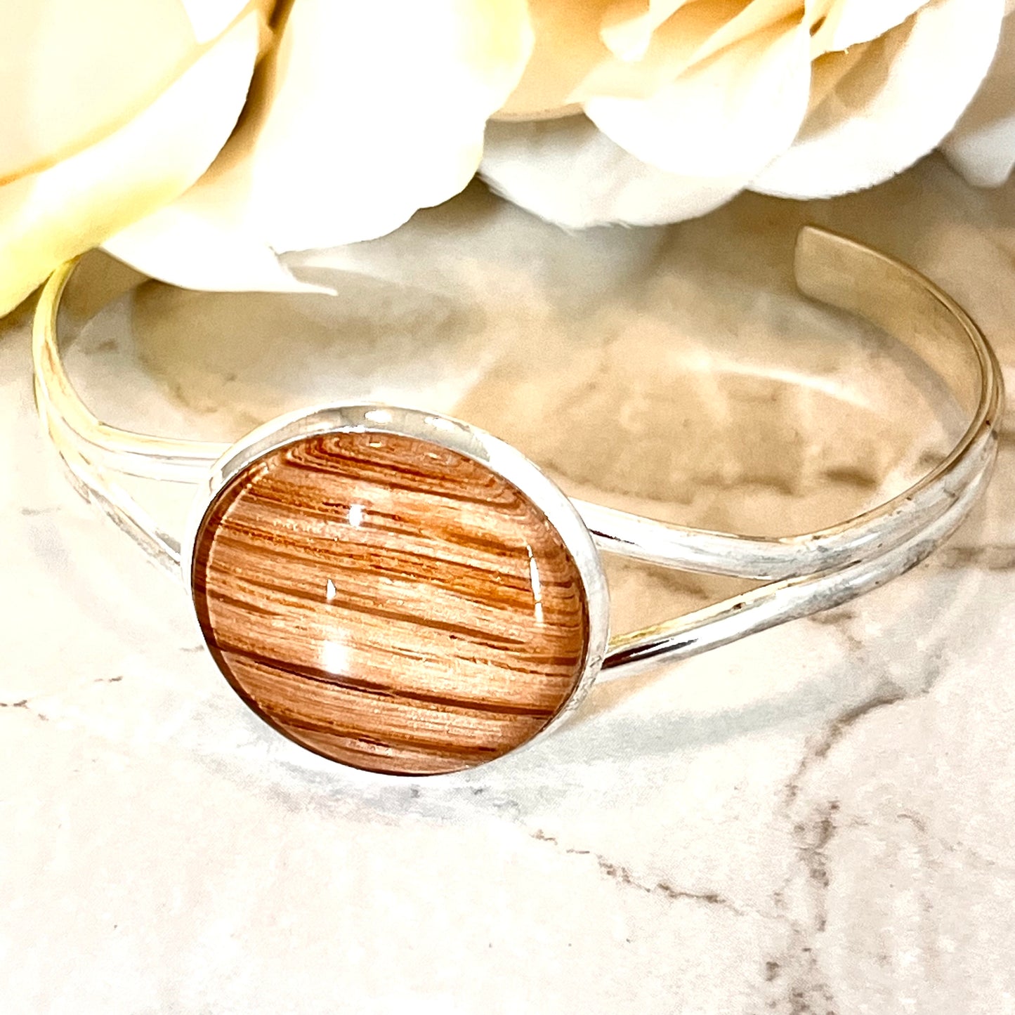 Wood 5th Anniversary Bangle Bracelet Handmade