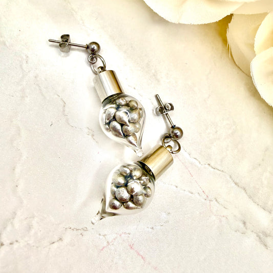 Sparkling Tin Anniversary Stud Earrings Handmade