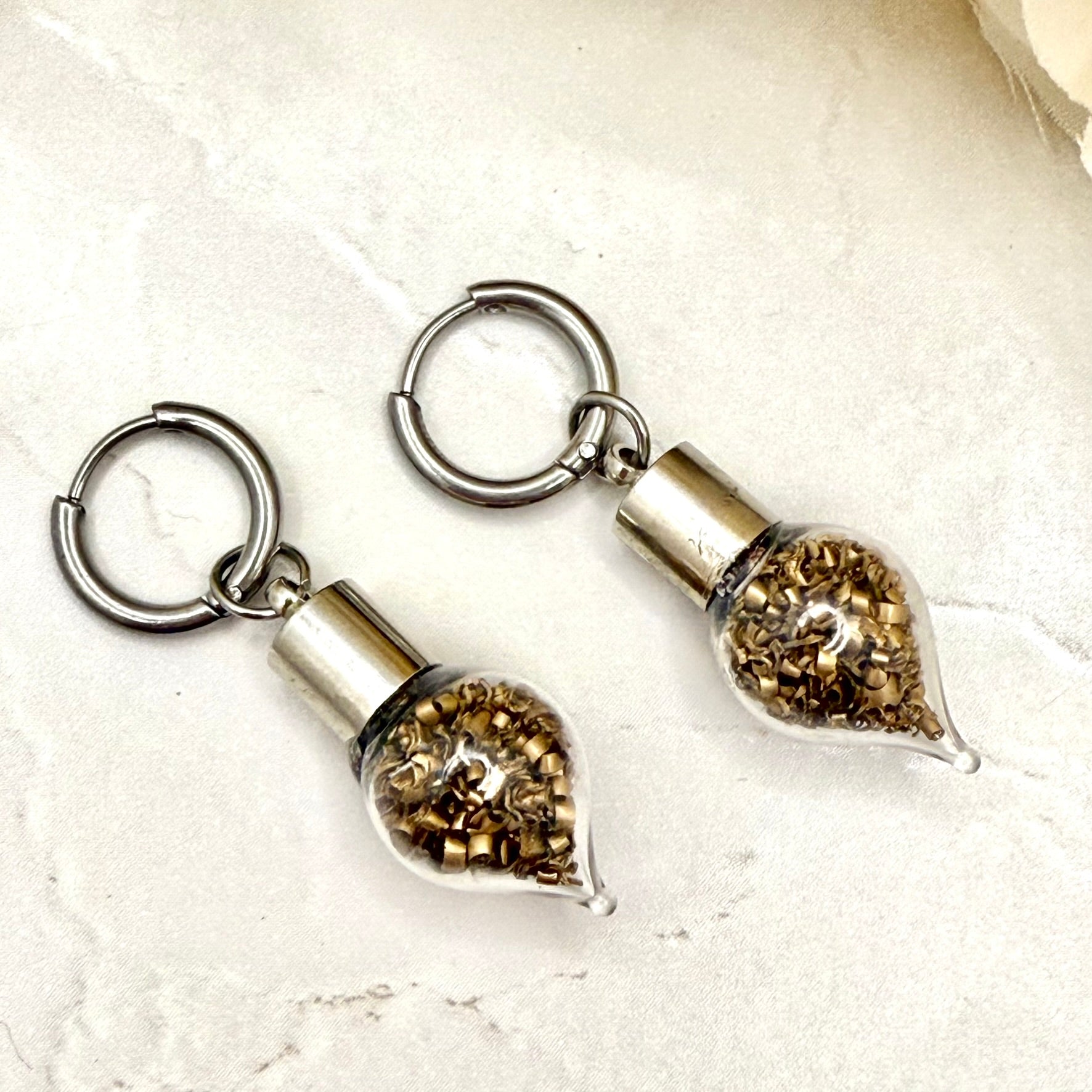 Bronze 19th Wedding Anniversary Huggie Earrings – Elegant Drop Design-Pendant & Earrings-Handmadeanniversary-Handmade Anniversary