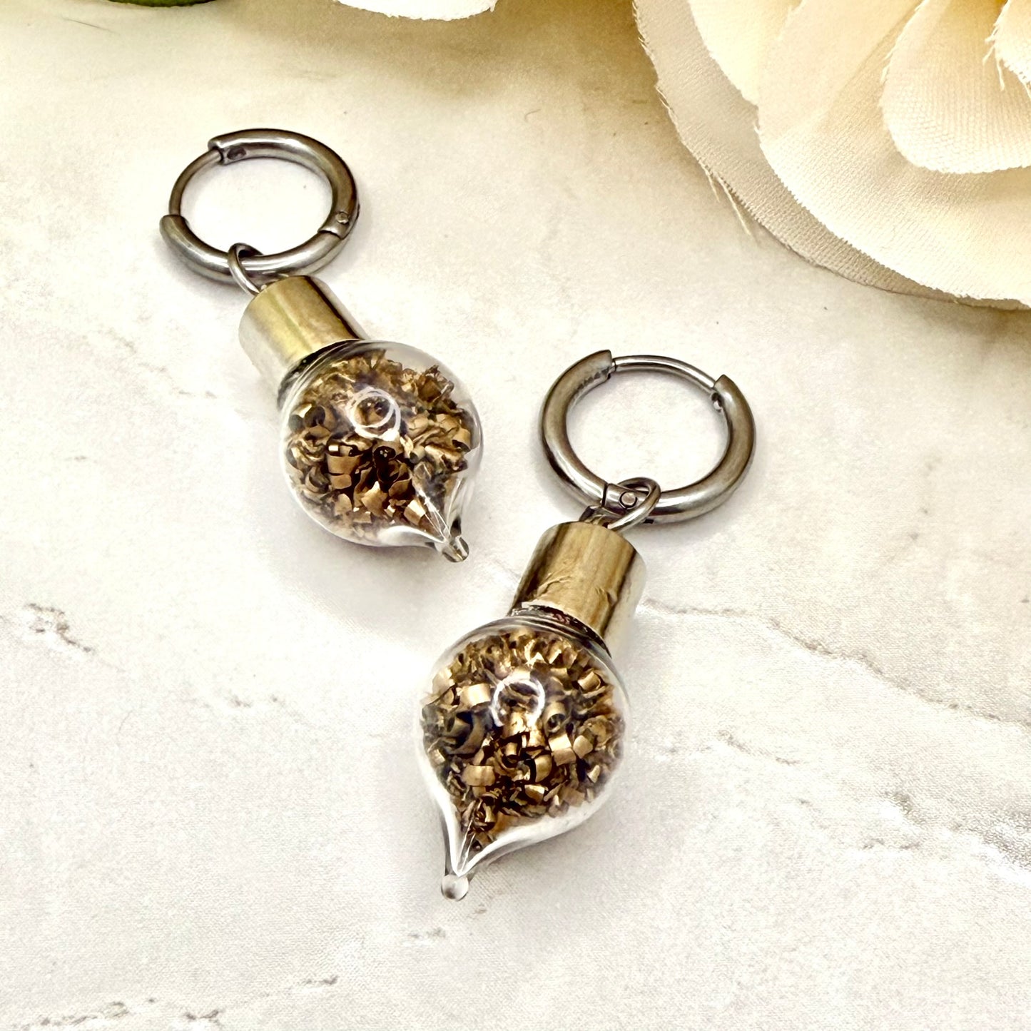 Bronze 19th Wedding Anniversary Huggie Earrings – Elegant Drop Design-Pendant & Earrings-Handmadeanniversary-Handmade Anniversary