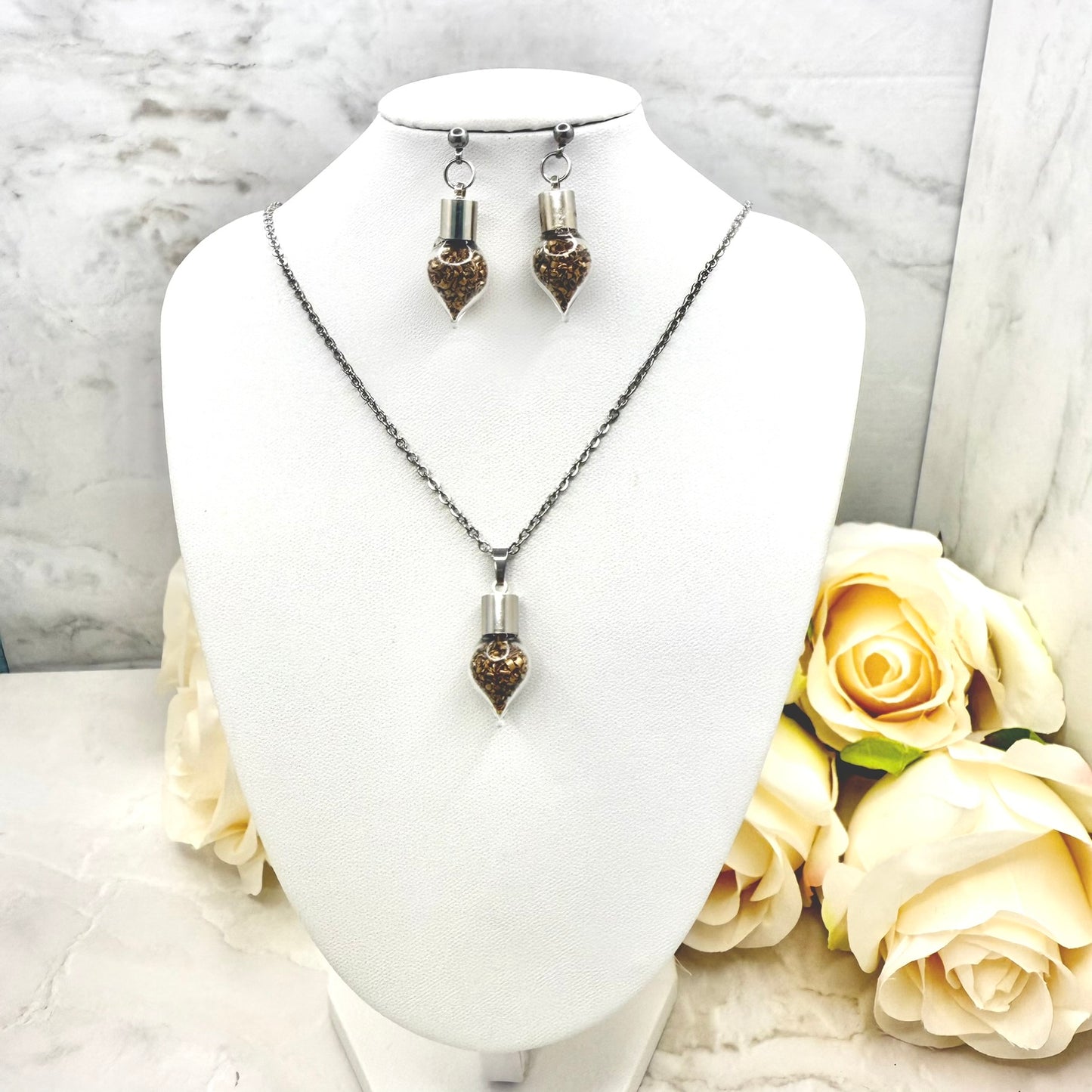 Bronze 19th Wedding Anniversary Stud Drop Earrings – Classic Gift for Her-Pendant & Earrings-Handmadeanniversary-Add Pendant-Handmade Anniversary