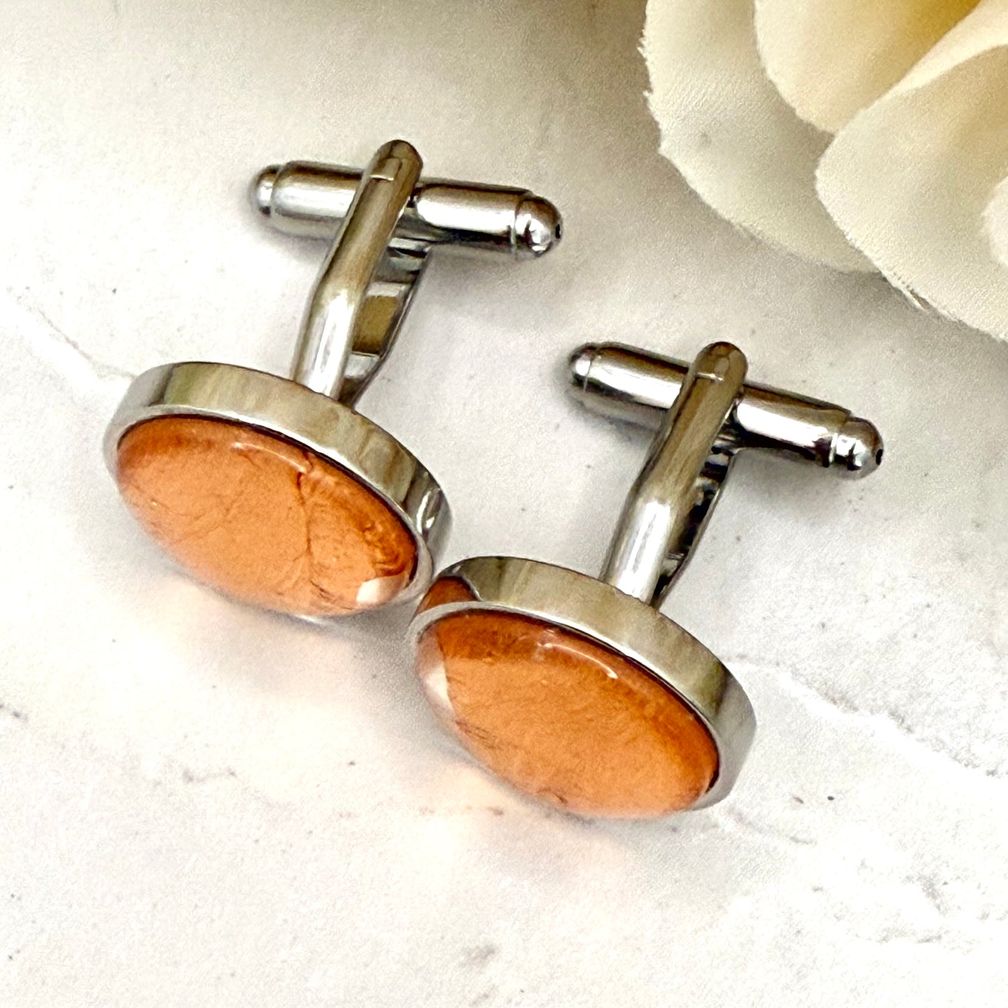 Copper 7th Anniversary Cufflinks Handmade-Cufflinks-Handmadeanniversary-Handmade Anniversary