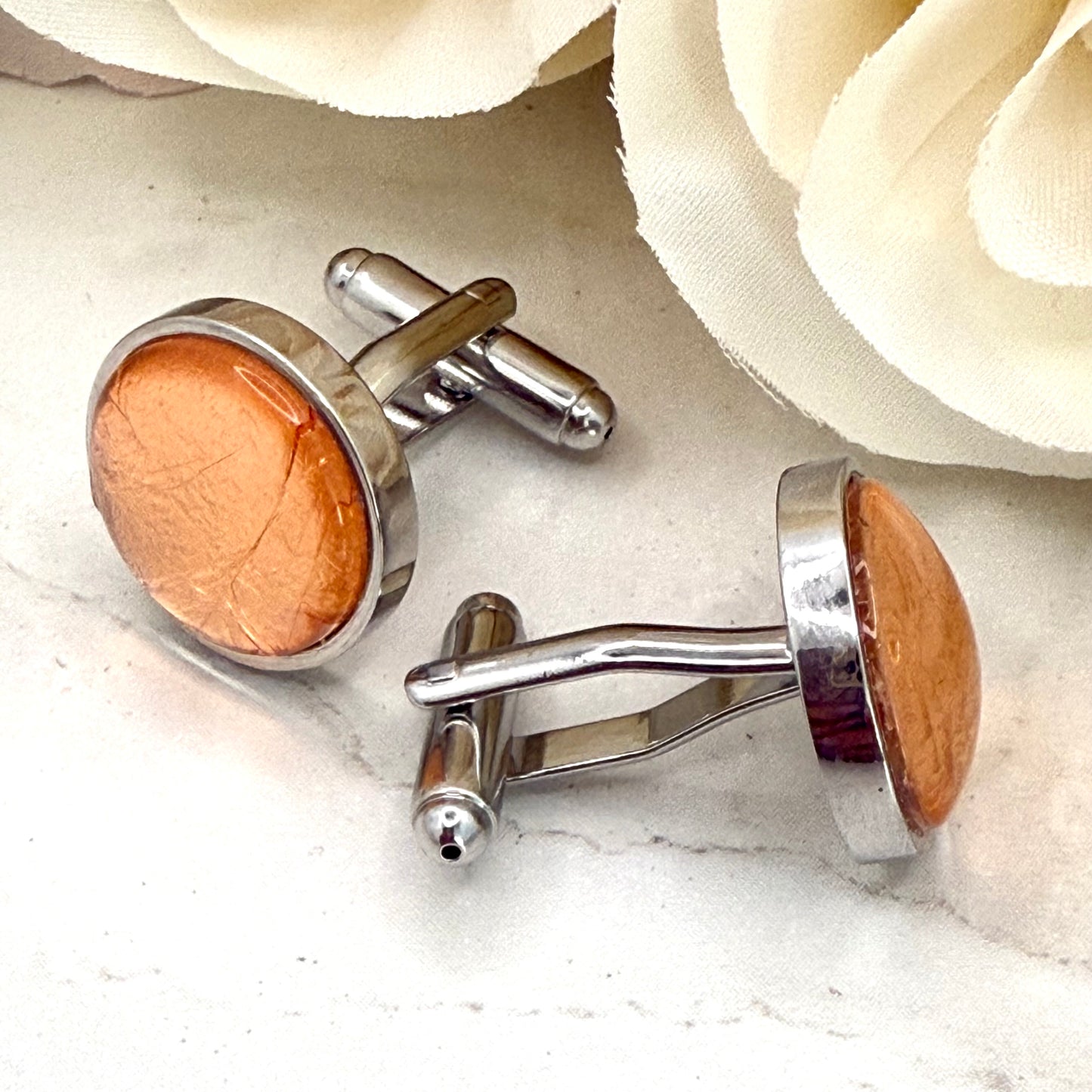 Copper 7th Anniversary Cufflinks Handmade-Cufflinks-Handmadeanniversary-Handmade Anniversary