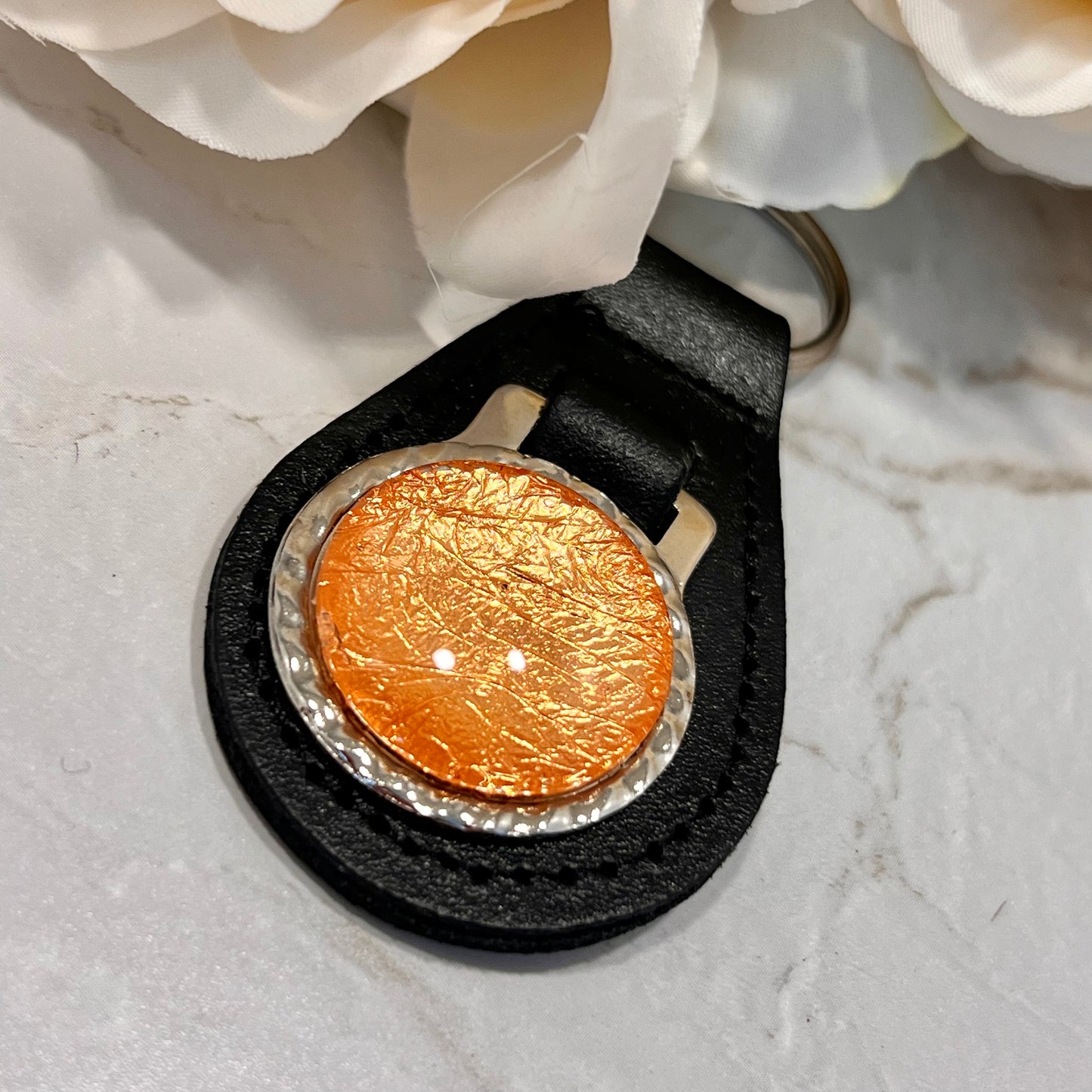 Copper 7th Anniversary Leather Key Fob Keyring Handmade-Keyring-Handmadeanniversary-Handmade Anniversary