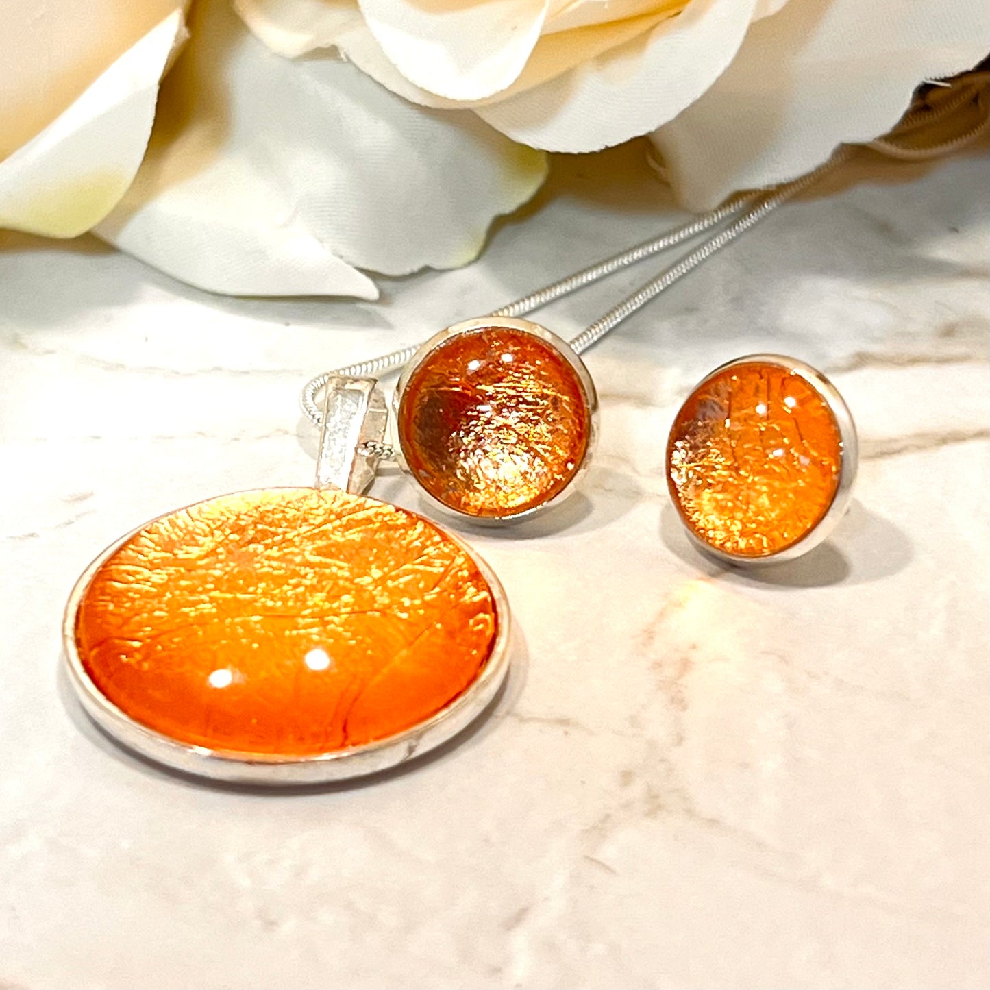 Copper 7th Anniversary Pendant & Stud Earrings Jewellery Set Handmade-Pendant & Earrings-Handmadeanniversary-Handmade Anniversary