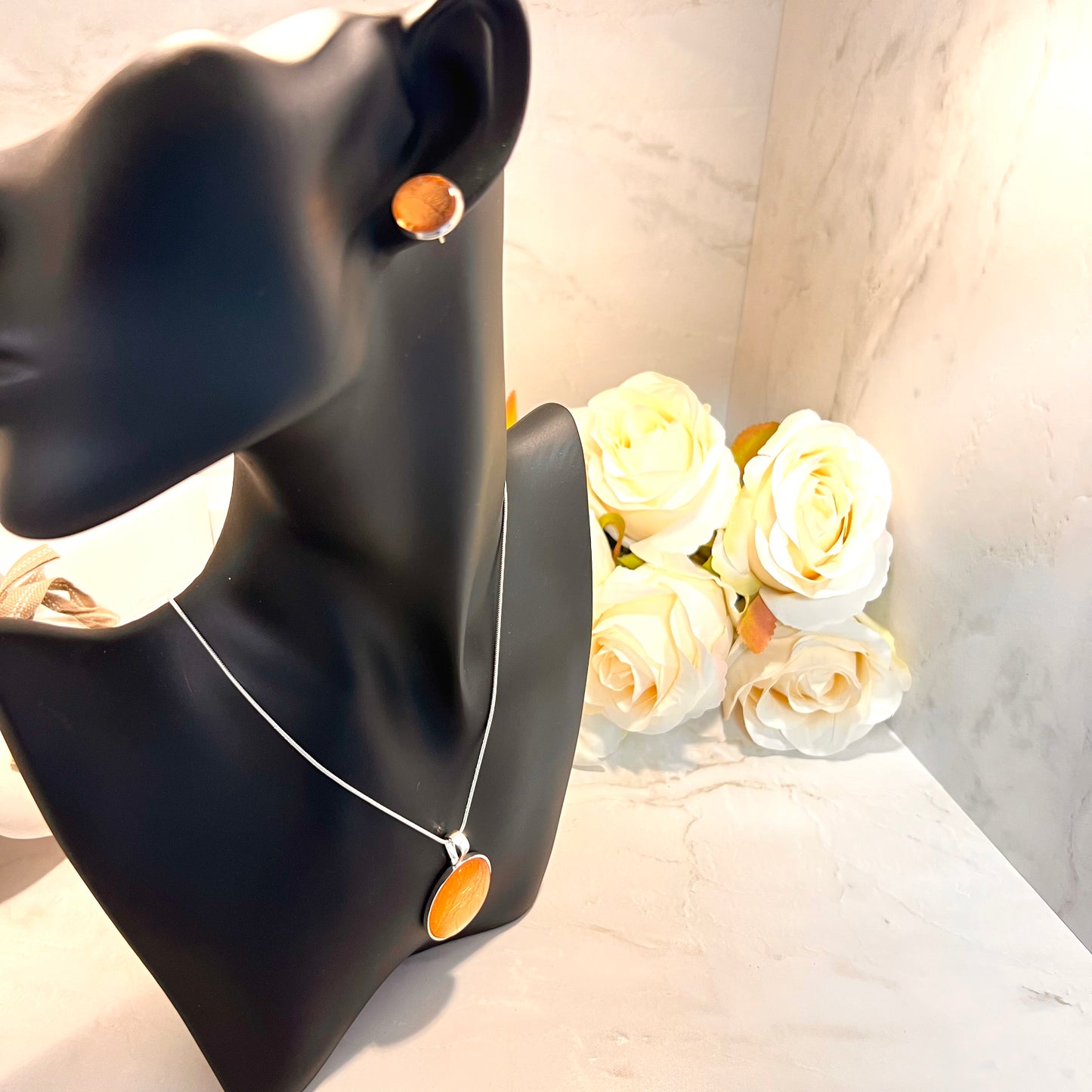 Copper 7th Anniversary Pendant & Stud Earrings Jewellery Set Handmade-Pendant & Earrings-Handmadeanniversary-Handmade Anniversary