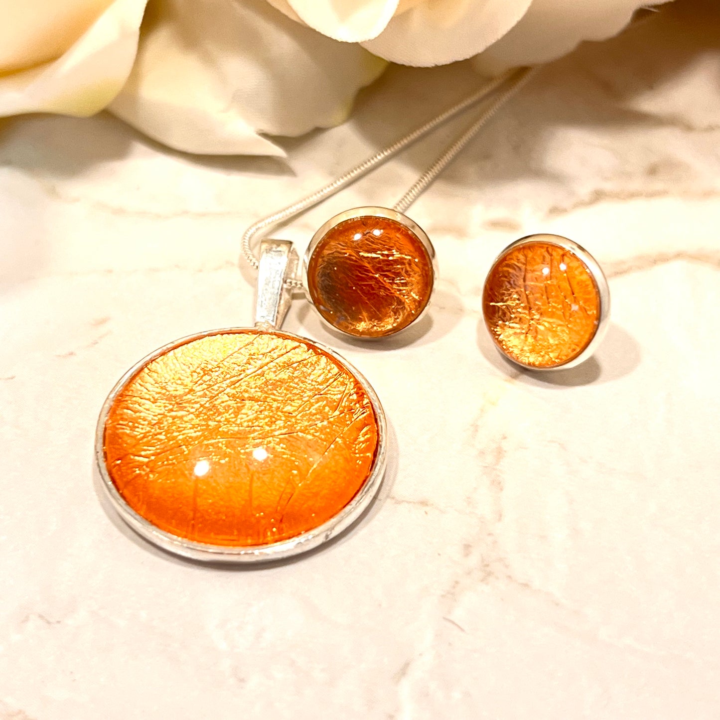 Copper 7th Anniversary Pendant & Stud Earrings Jewellery Set Handmade-Pendant & Earrings-Handmadeanniversary-Handmade Anniversary