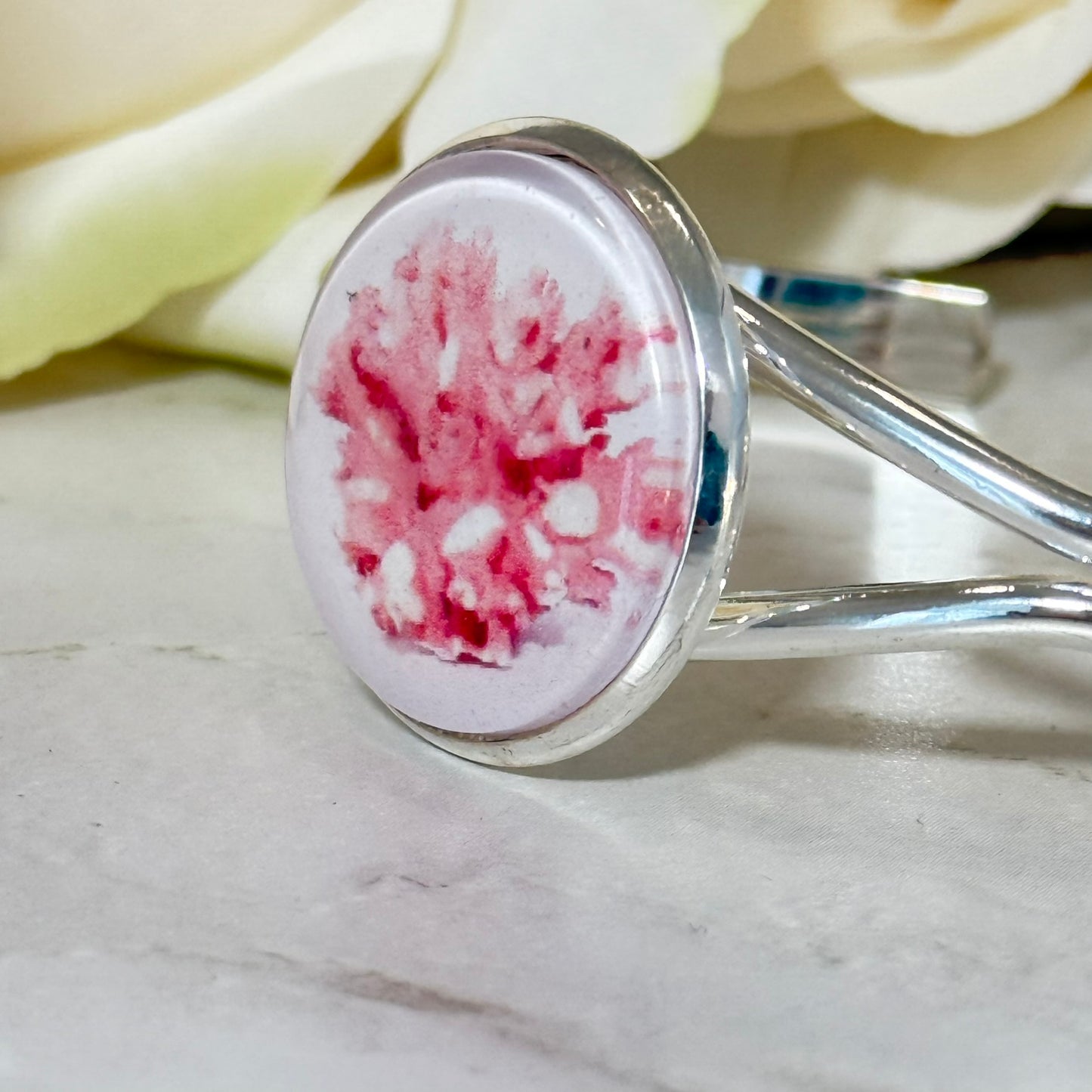 Coral 35th Anniversary Bangle Bracelet Handmade-Bangle-Handmadeanniversary-Handmade Anniversary