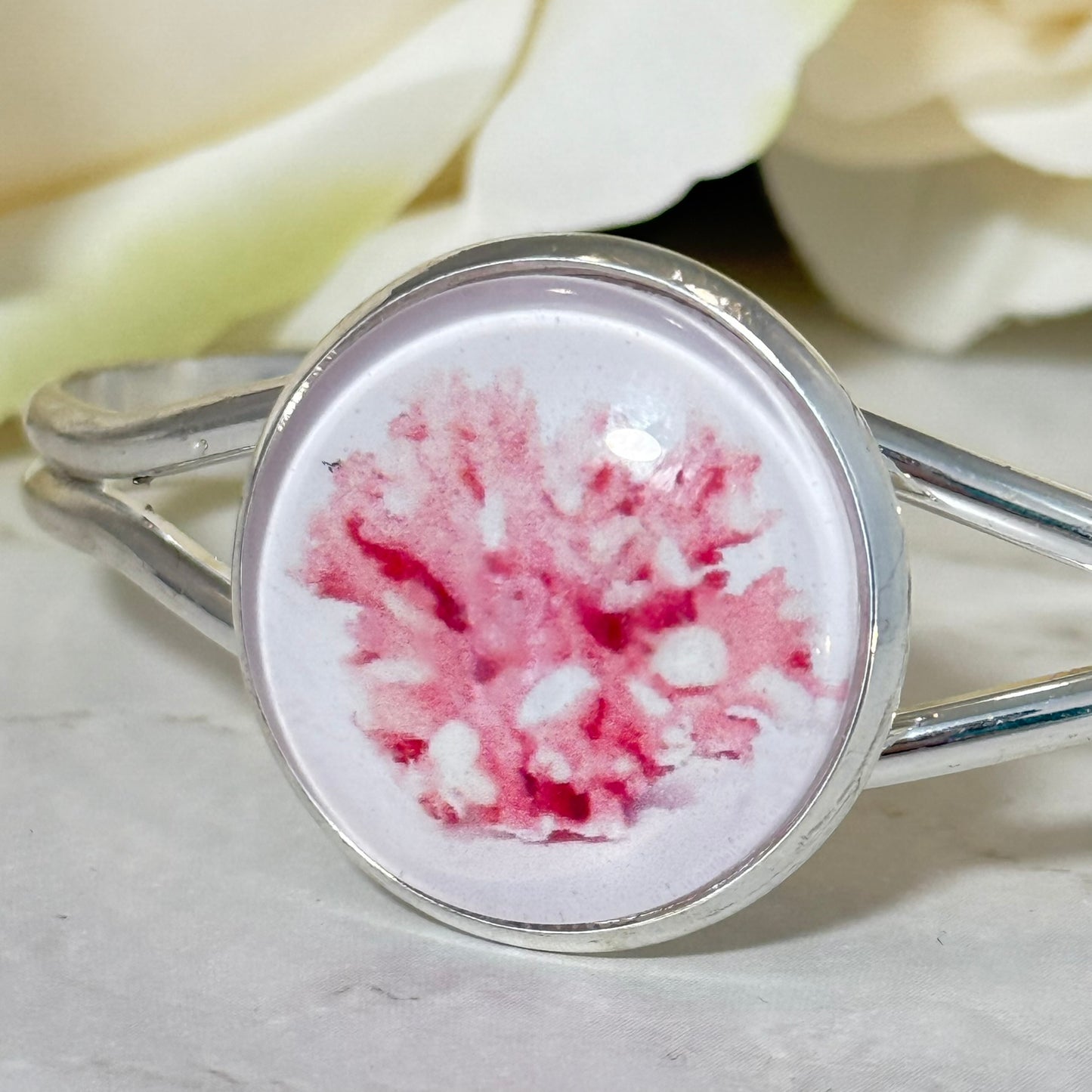 Coral 35th Anniversary Bangle Bracelet Handmade-Bangle-Handmadeanniversary-Handmade Anniversary