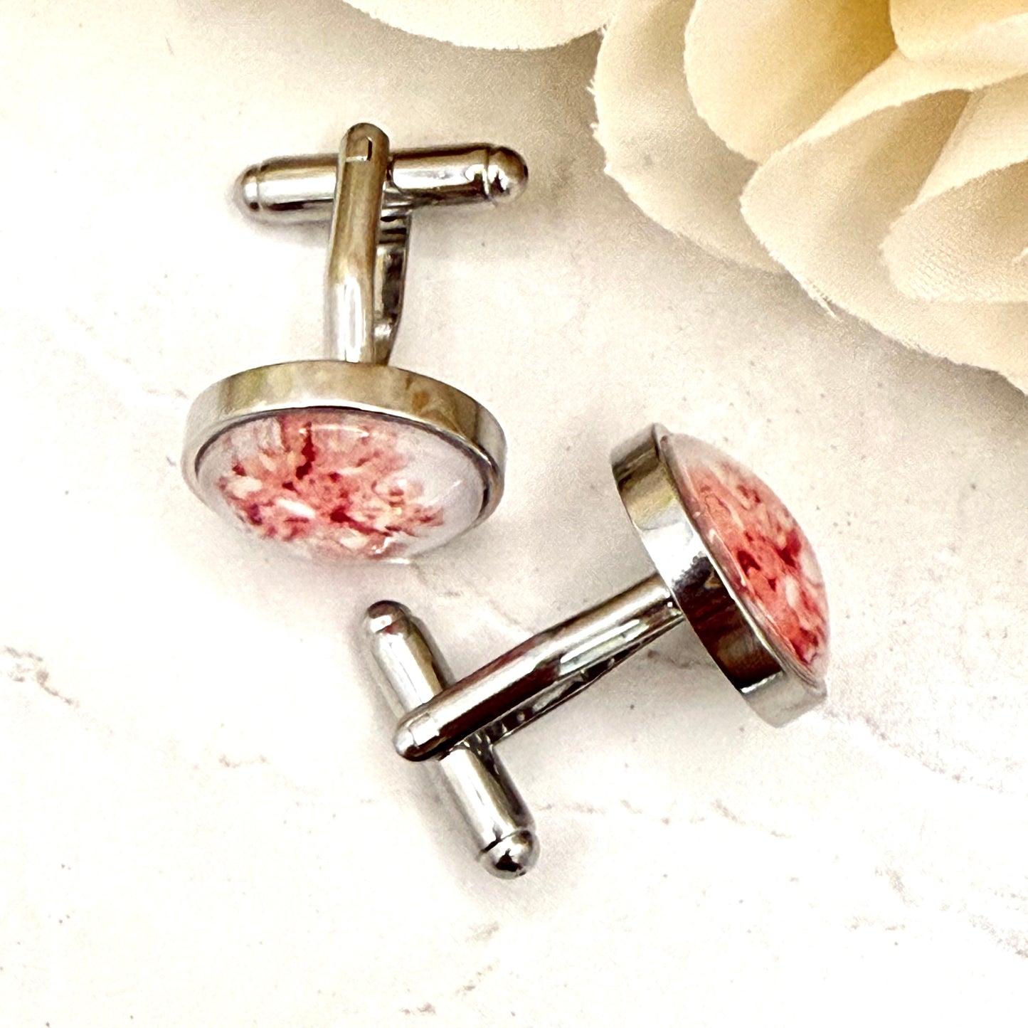 Coral 35th Anniversary Cufflinks Handmade-Cufflinks-Handmadeanniversary-Handmade Anniversary