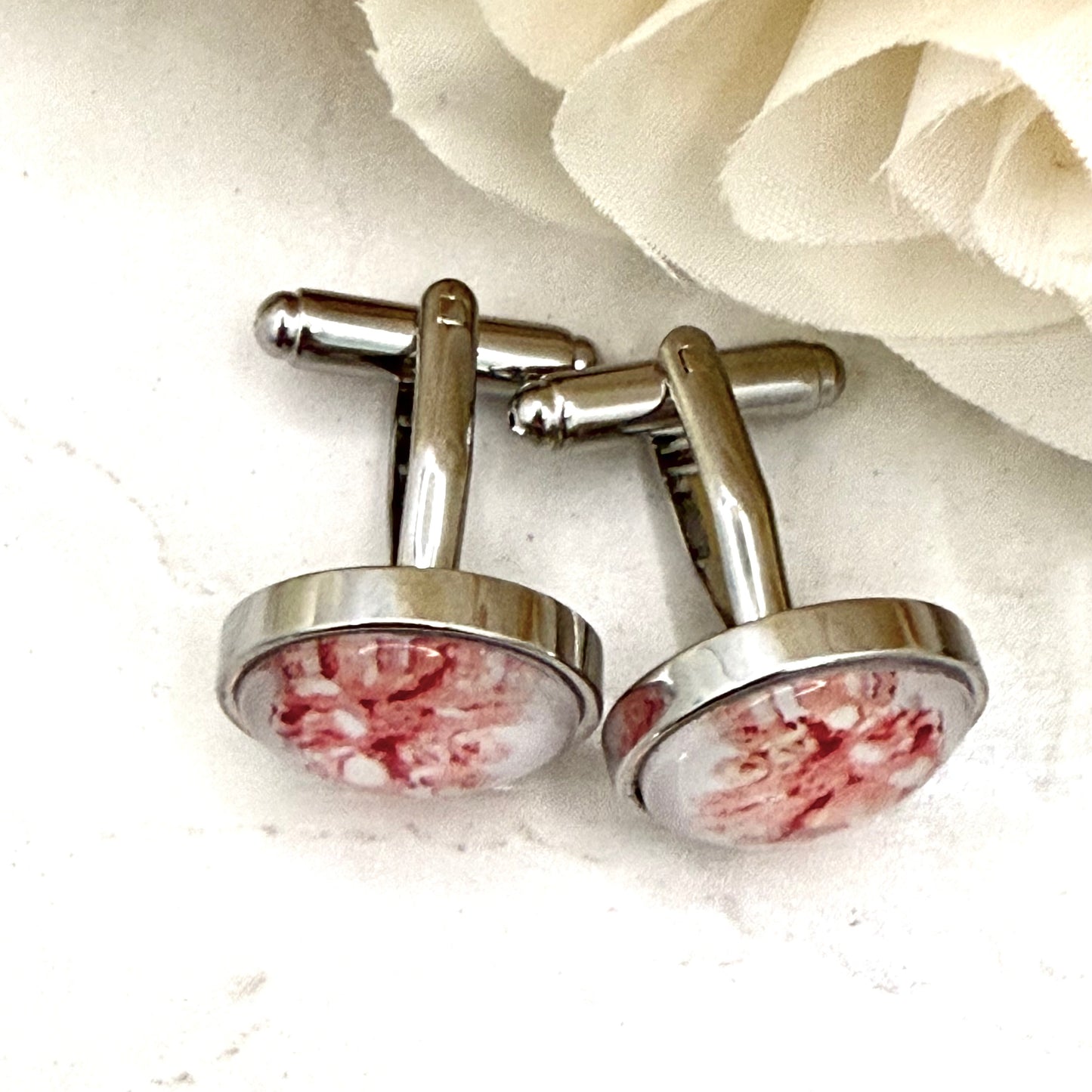 Coral 35th Anniversary Cufflinks Handmade-Cufflinks-Handmadeanniversary-Handmade Anniversary