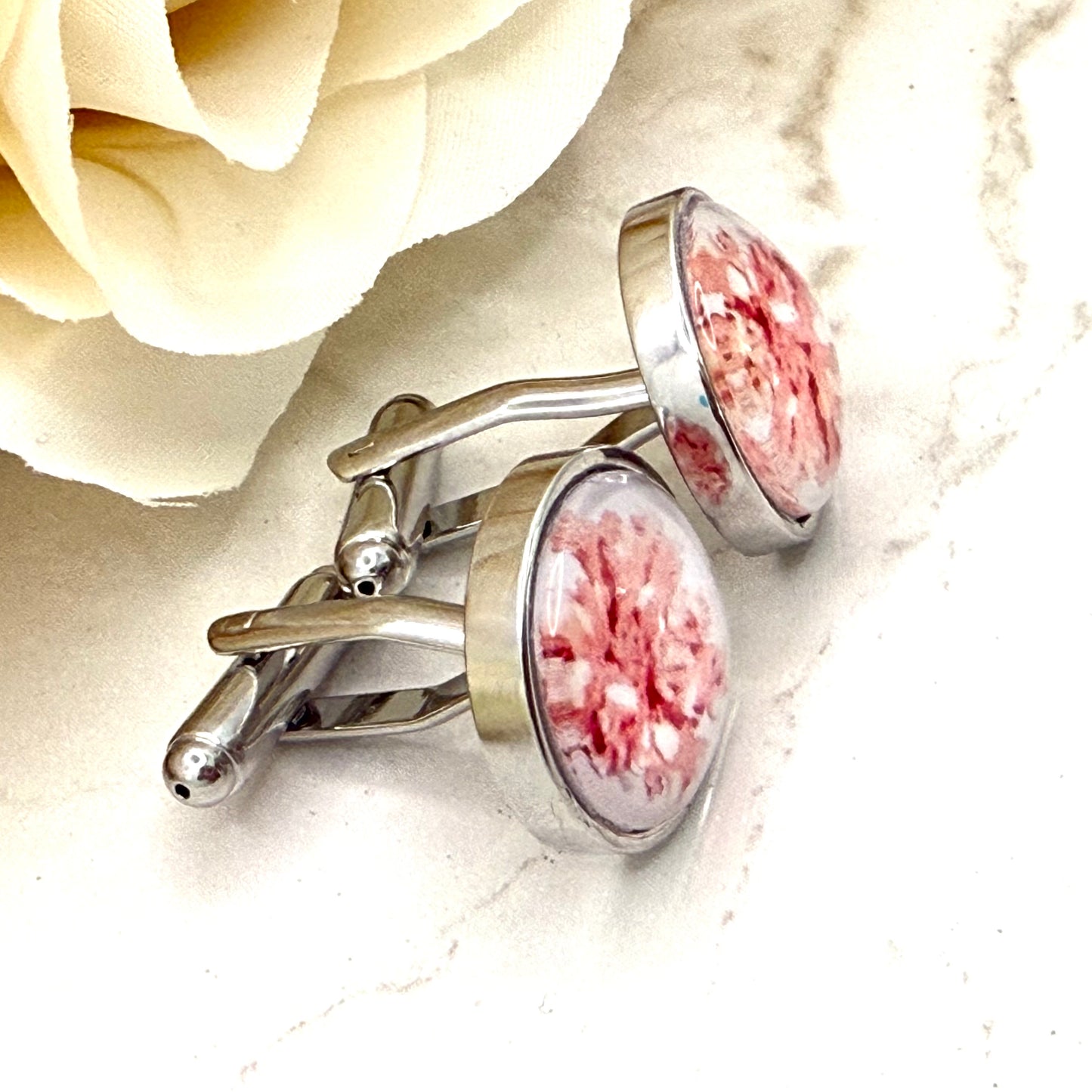 Coral 35th Anniversary Cufflinks Handmade-Cufflinks-Handmadeanniversary-Handmade Anniversary