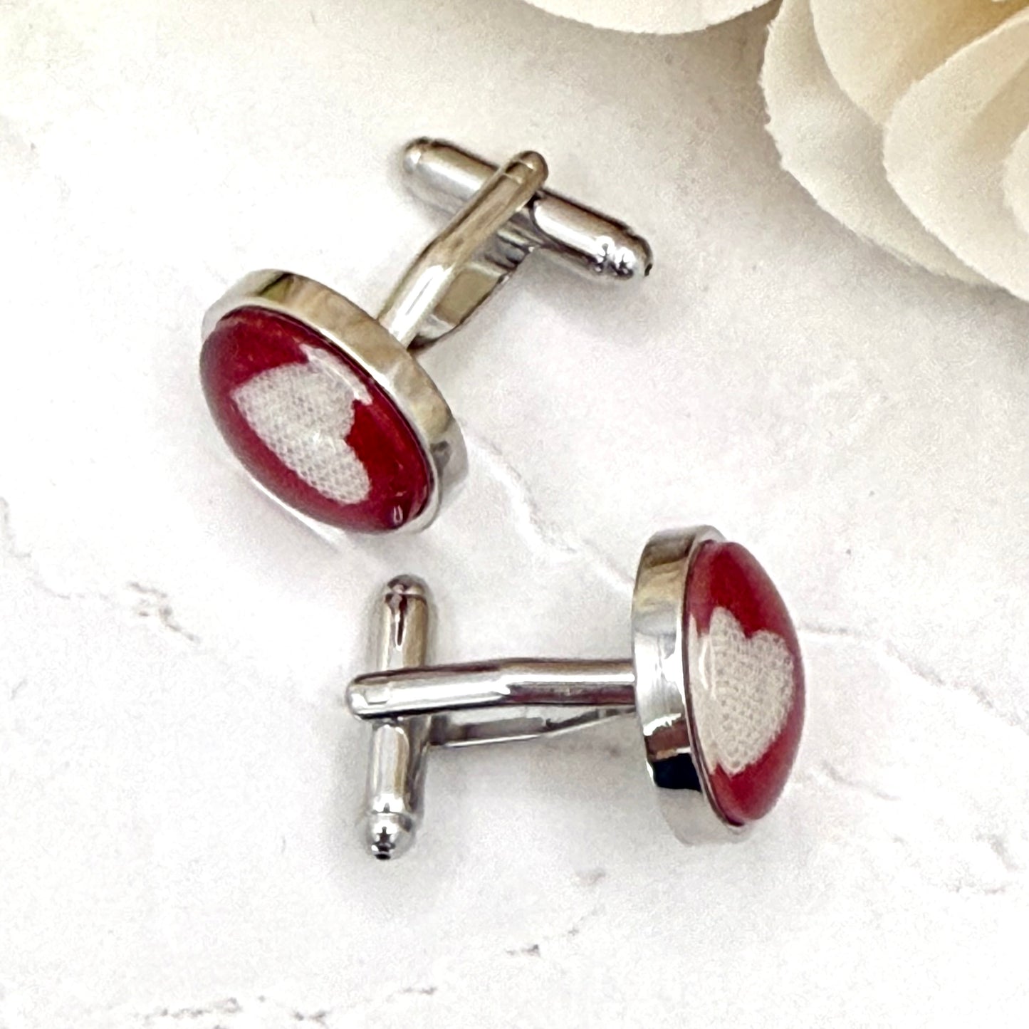 Cotton 2nd Anniversary Cufflinks Handmade-Cufflinks-Handmadeanniversary-Handmade Anniversary