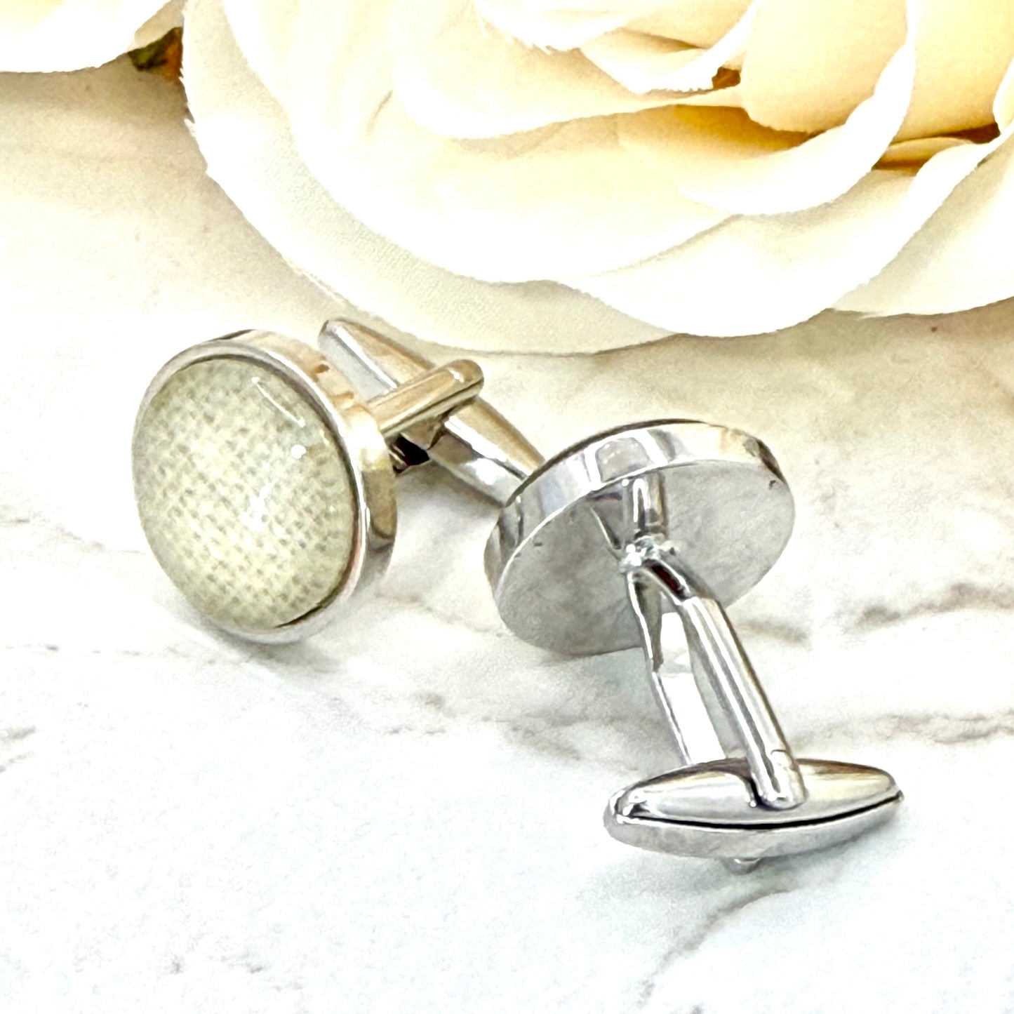 Linen 8th Anniversary Cufflinks Handmade