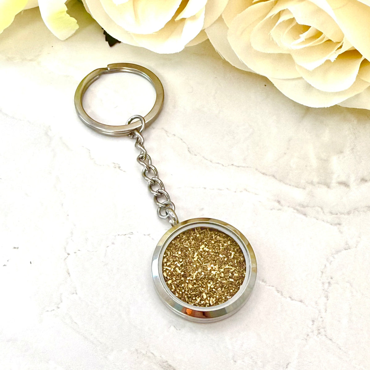 Double Sided Brass 21st Wedding Anniversary Keyring Handmade-Keyring-Handmadeanniversary-Key Ring Only-Handmade Anniversary