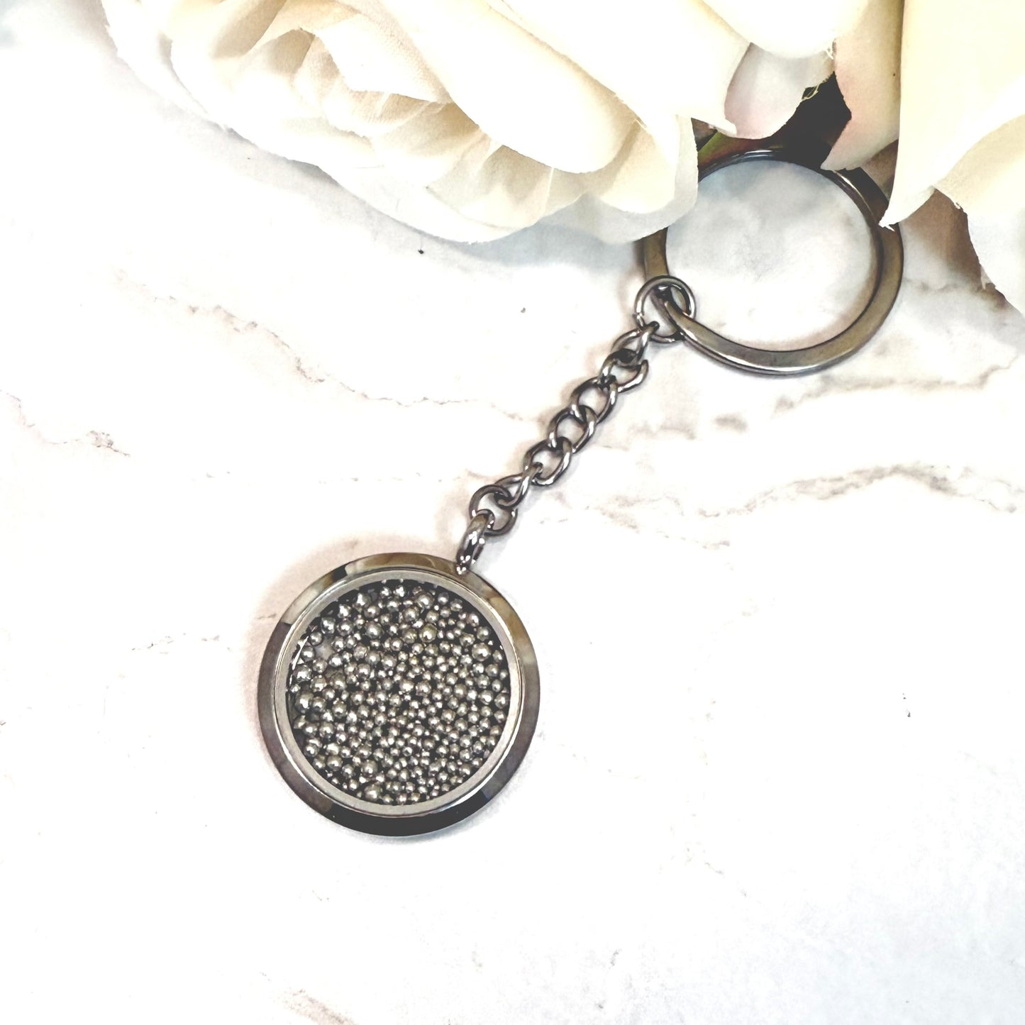 Double Sided Tin 10th Anniversary Keyring Handmade-Keyring-Handmadeanniversary-Handmade Anniversary