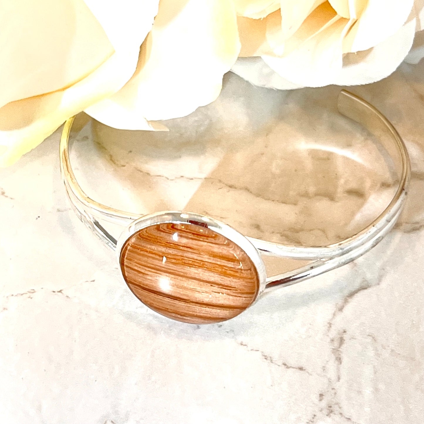Wood 5th Anniversary Bangle Bracelet Handmade
