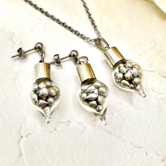 Sparkling Tin Anniversary Pendant & Earrings Jewellery Set