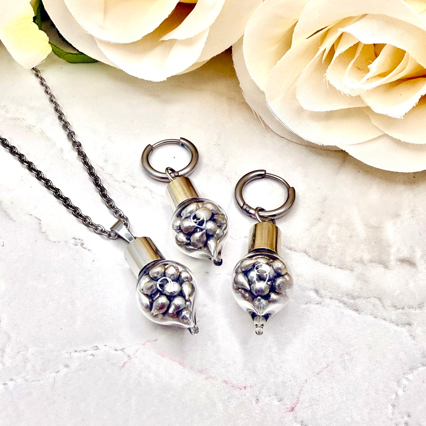 Sparkling Tin Anniversary Huggie Earrings Handmade