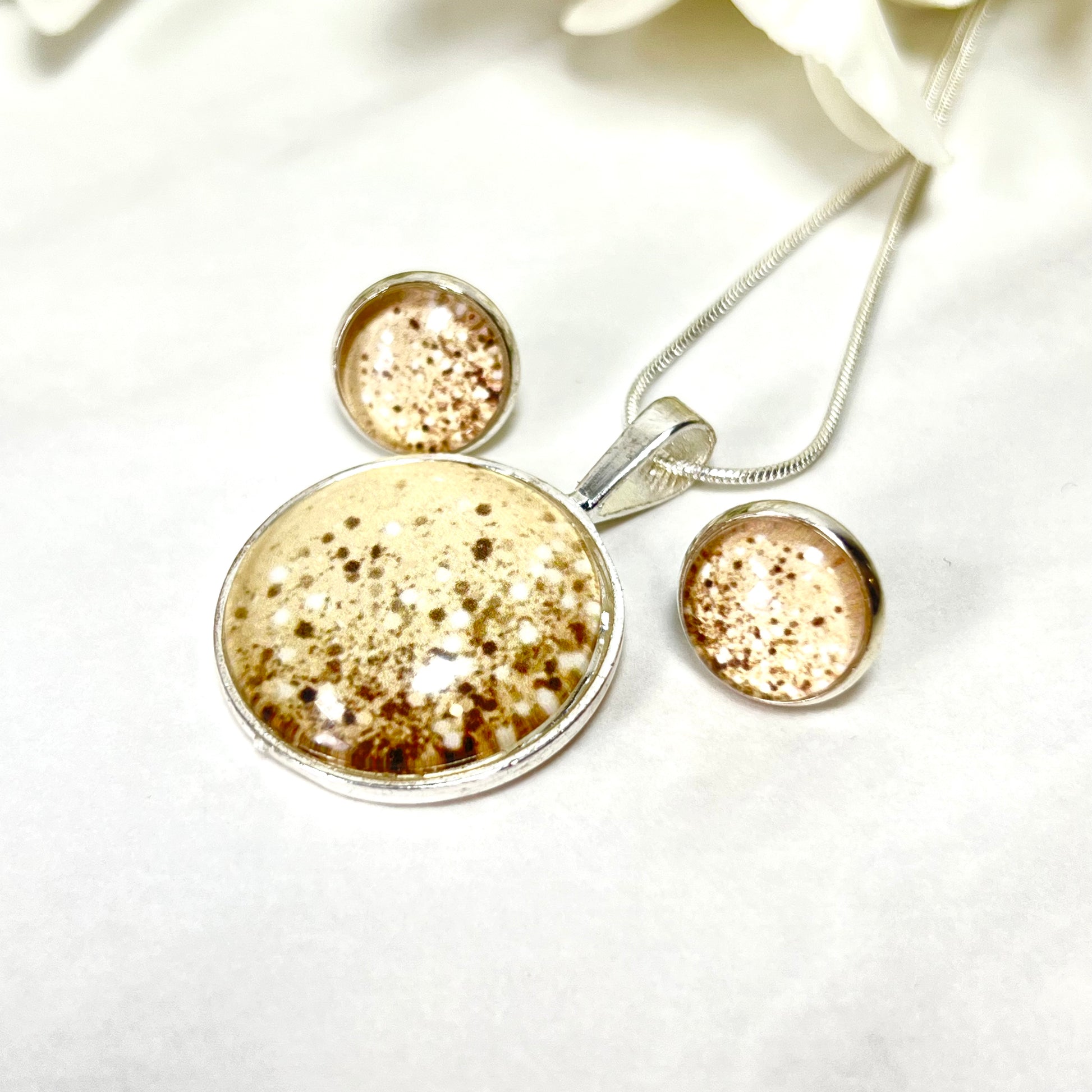 Golden Glow Pendant, Stud Earrings & Bangle Gift Set Handmade-Bangle-Handmadeanniversary-Handmade Anniversary
