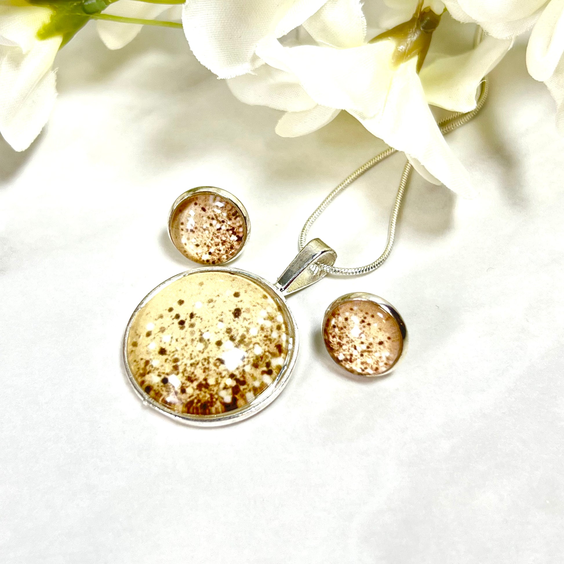 Golden Glow Pendant, Stud Earrings & Bangle Gift Set Handmade-Bangle-Handmadeanniversary-Handmade Anniversary