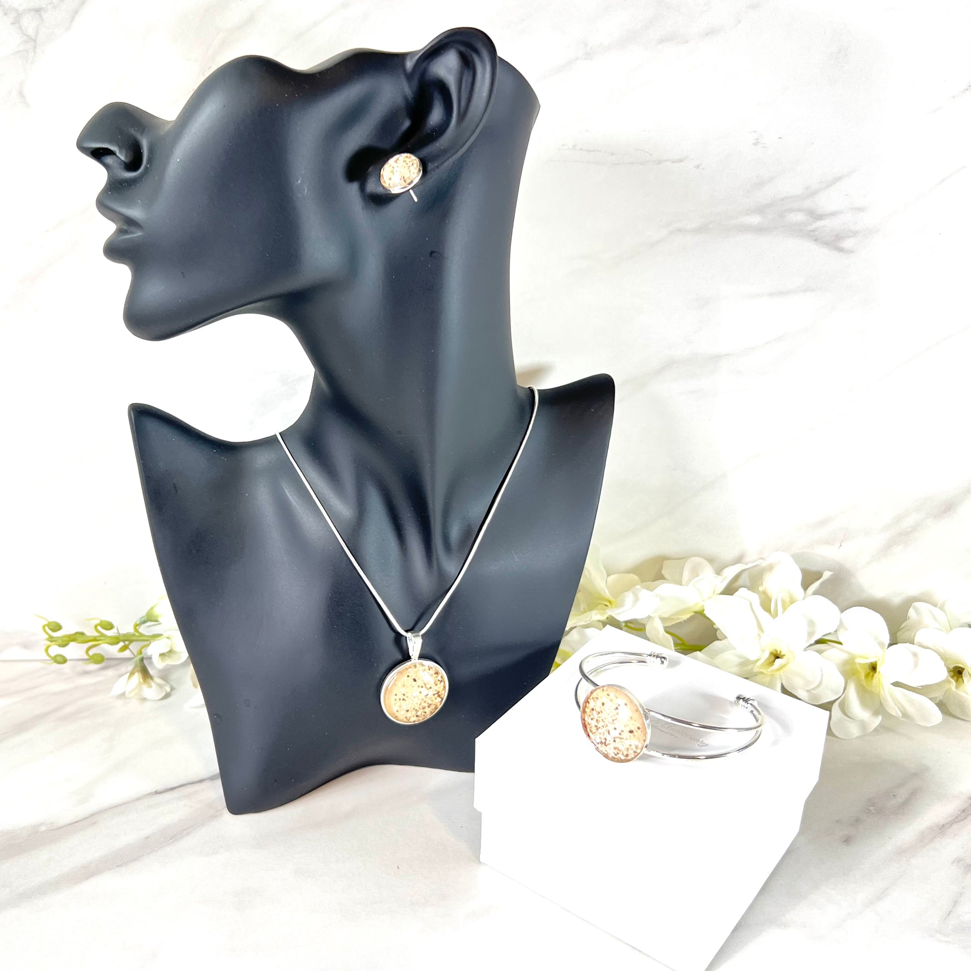 Golden Glow Pendant, Stud Earrings & Bangle Gift Set Handmade-Bangle-Handmadeanniversary-Handmade Anniversary