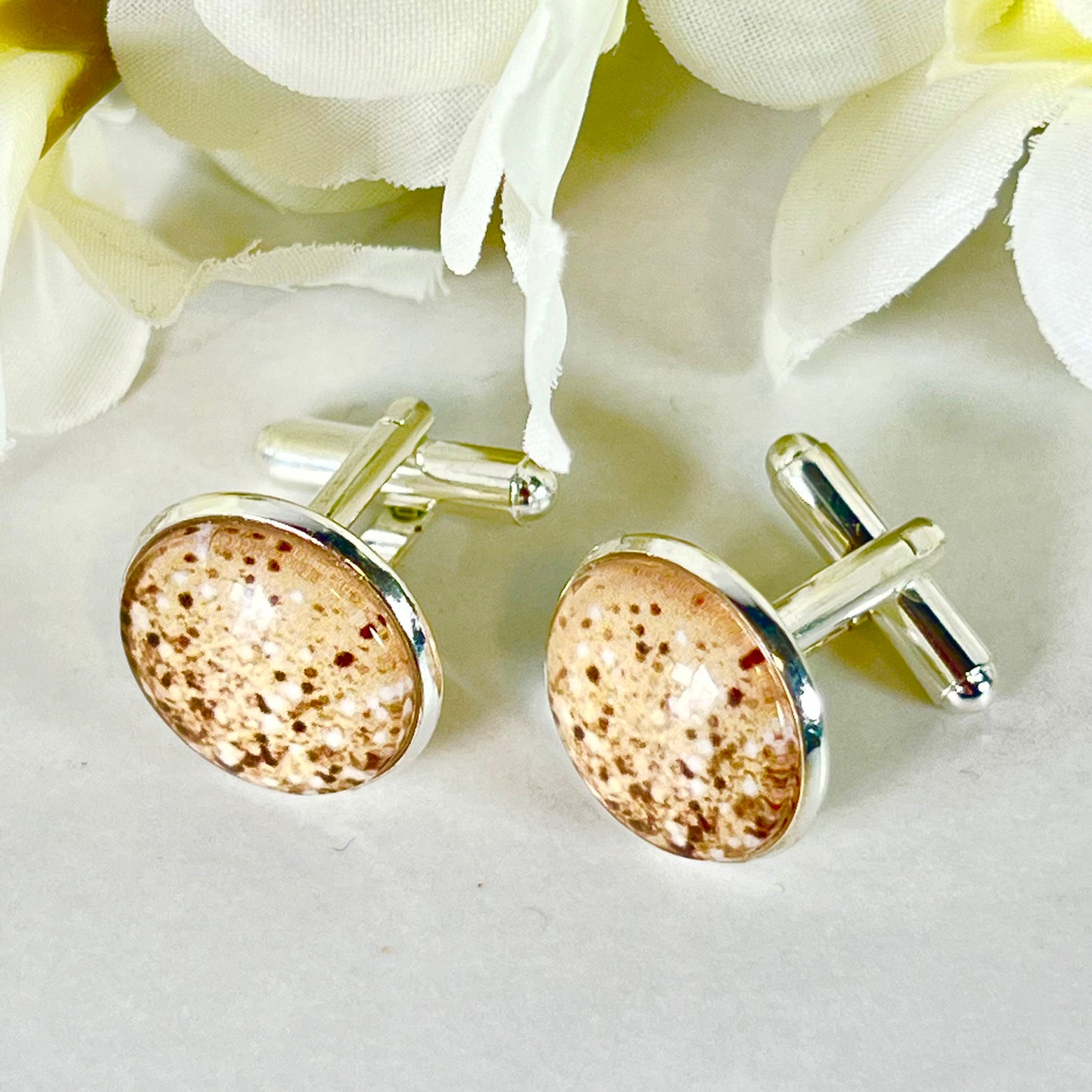 Golden Glow Silver Plated Cufflinks Handmade-Cufflinks-Handmadeanniversary-Handmade Anniversary