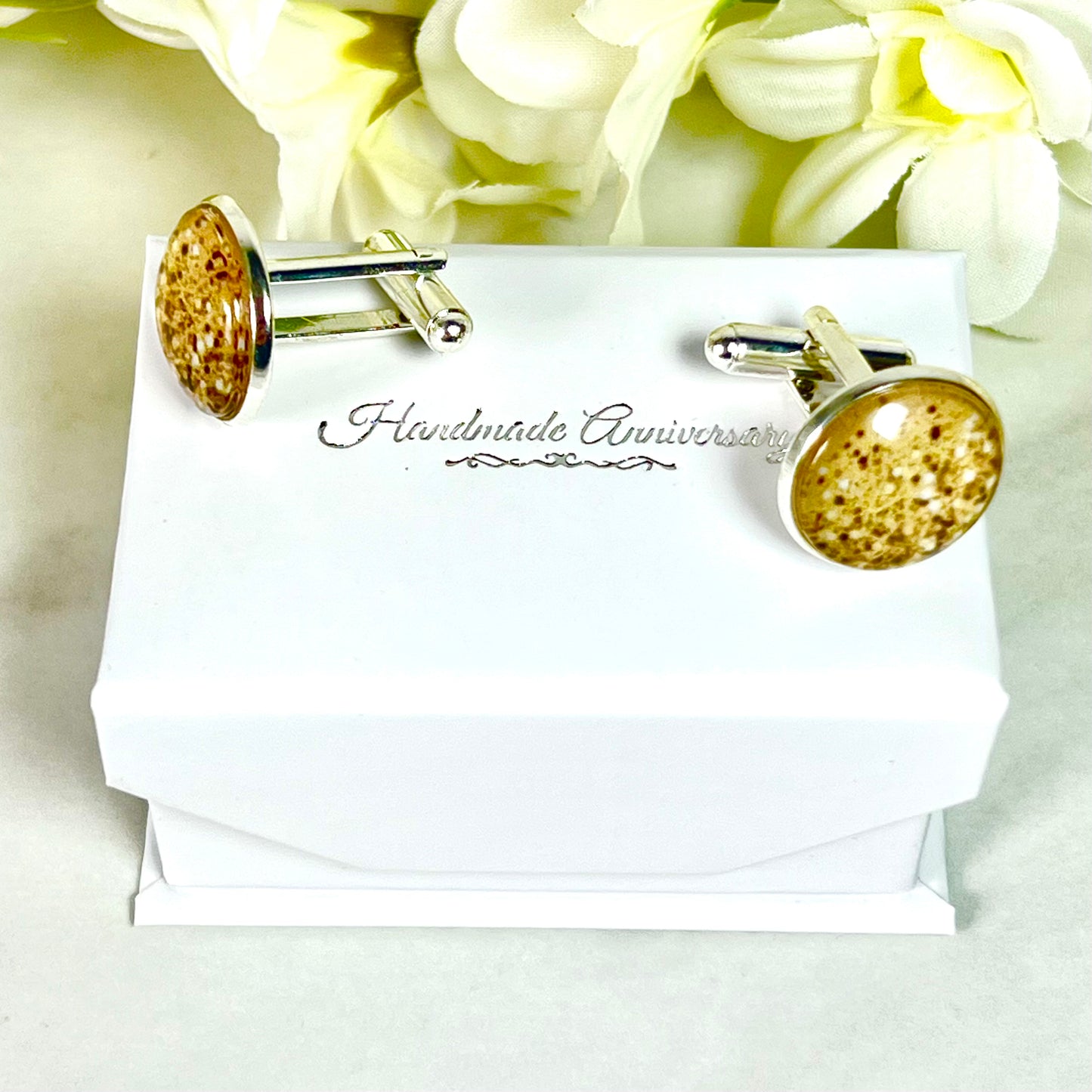 Golden Glow Silver Plated Cufflinks Handmade-Cufflinks-Handmadeanniversary-Handmade Anniversary