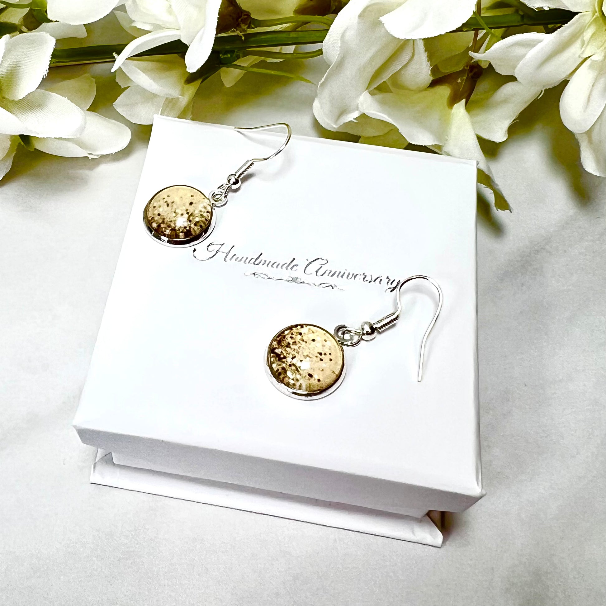 Golden Glow Silver Plated Drop Earrings Handmade-Earrings-Handmadeanniversary-Handmade Anniversary