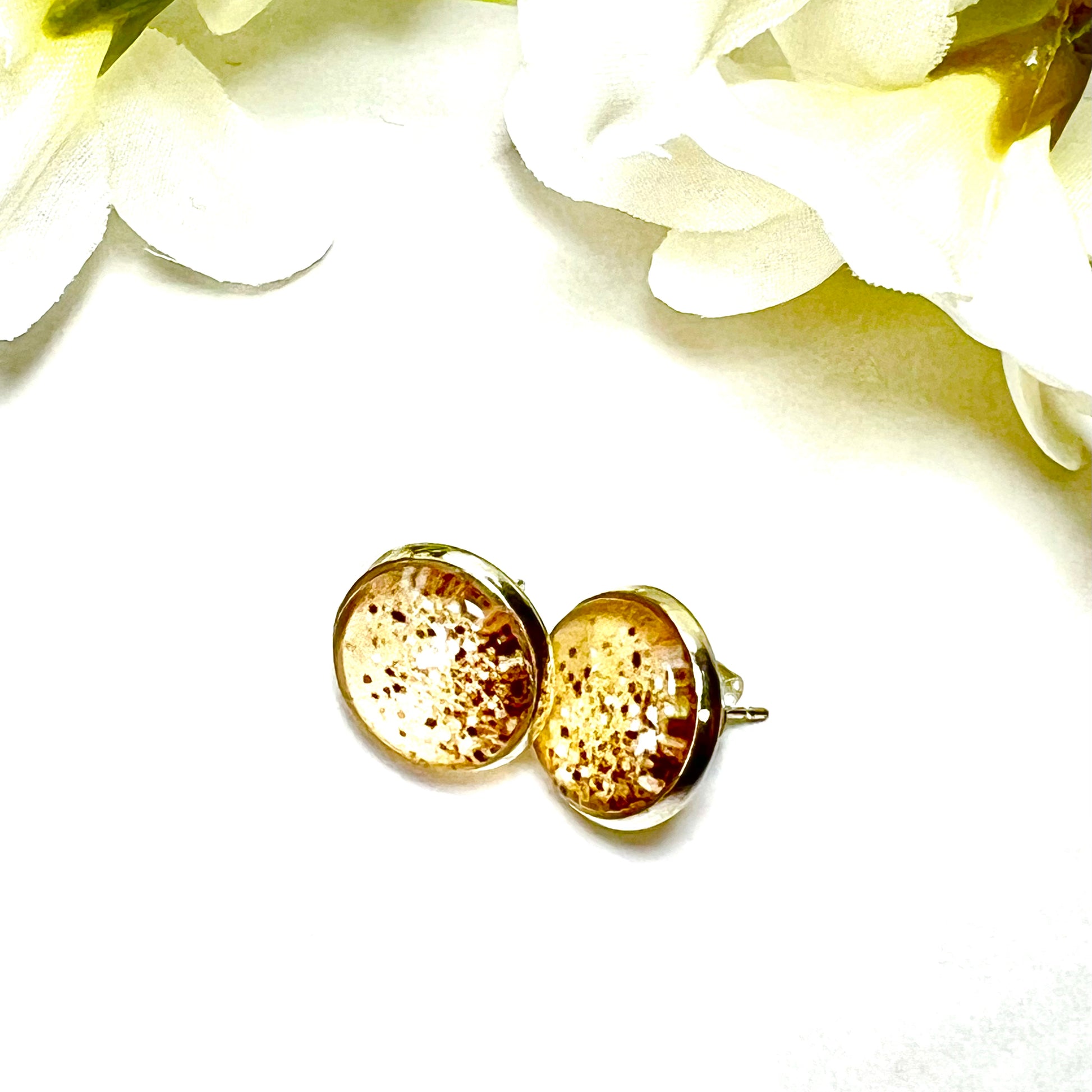 Golden Glow Silver Plated Stud Earrings Handmade-Earrings-Handmadeanniversary-Handmade Anniversary