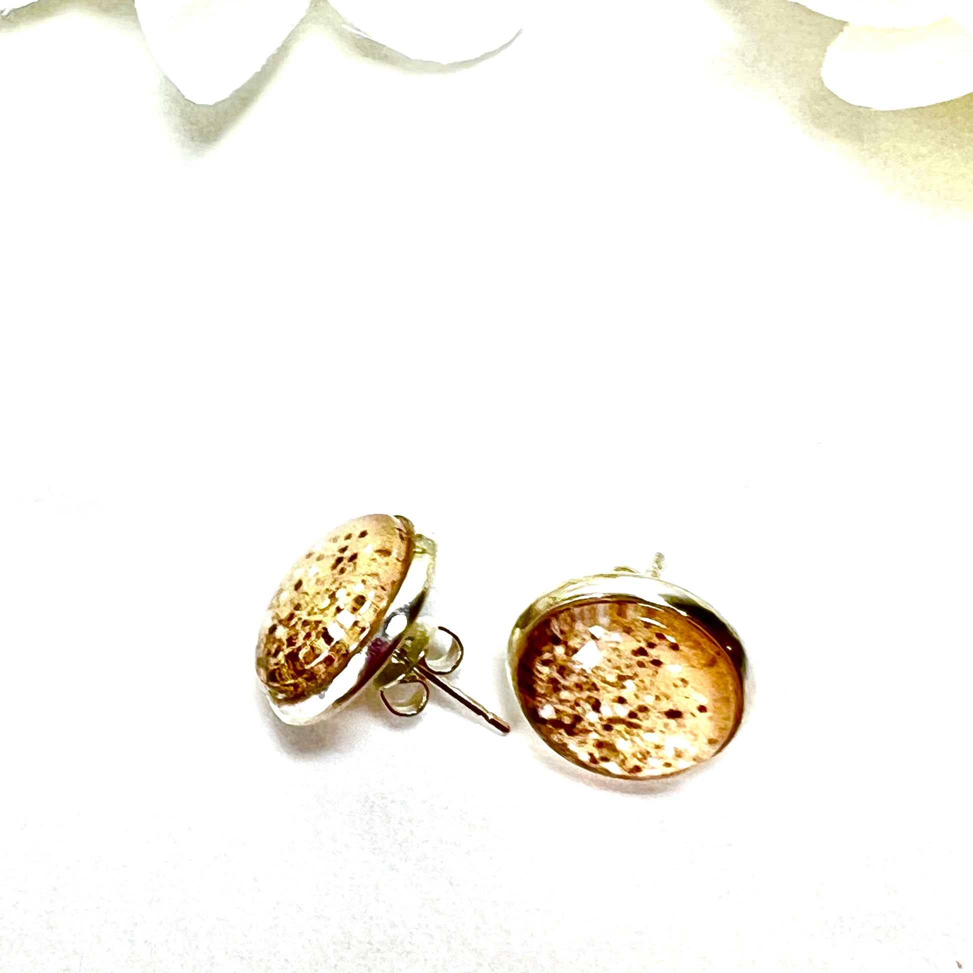 Golden Glow Silver Plated Stud Earrings Handmade-Earrings-Handmadeanniversary-Handmade Anniversary