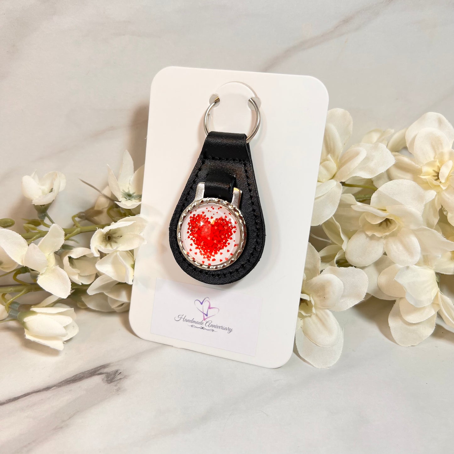 Heart Leather Key Fob Handmade-Keyring-Handmadeanniversary-Handmade Anniversary