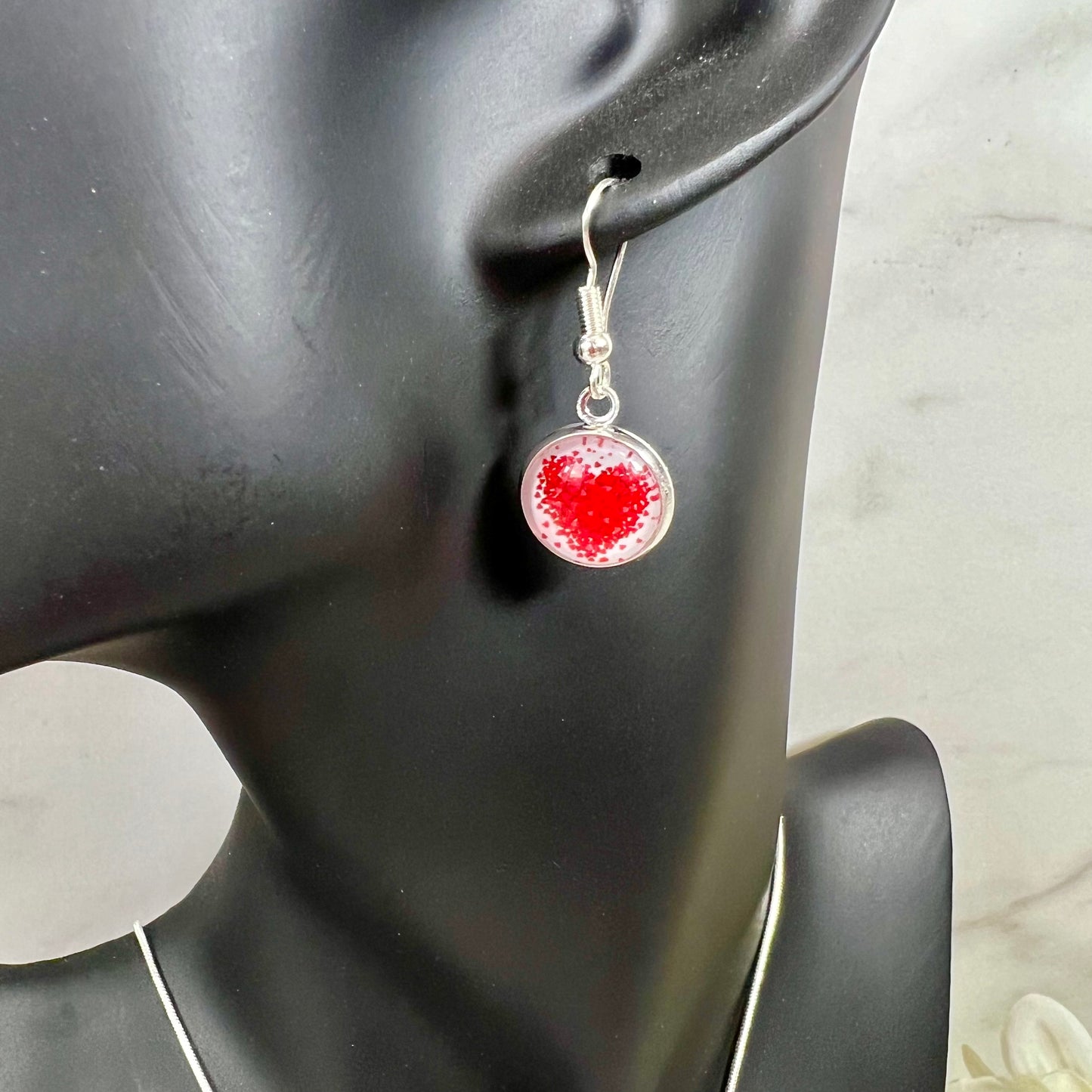 Heart Drop Earrings Handmade