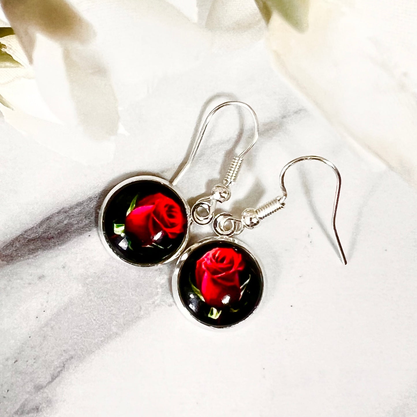 Rose Drop Earrings Handmade