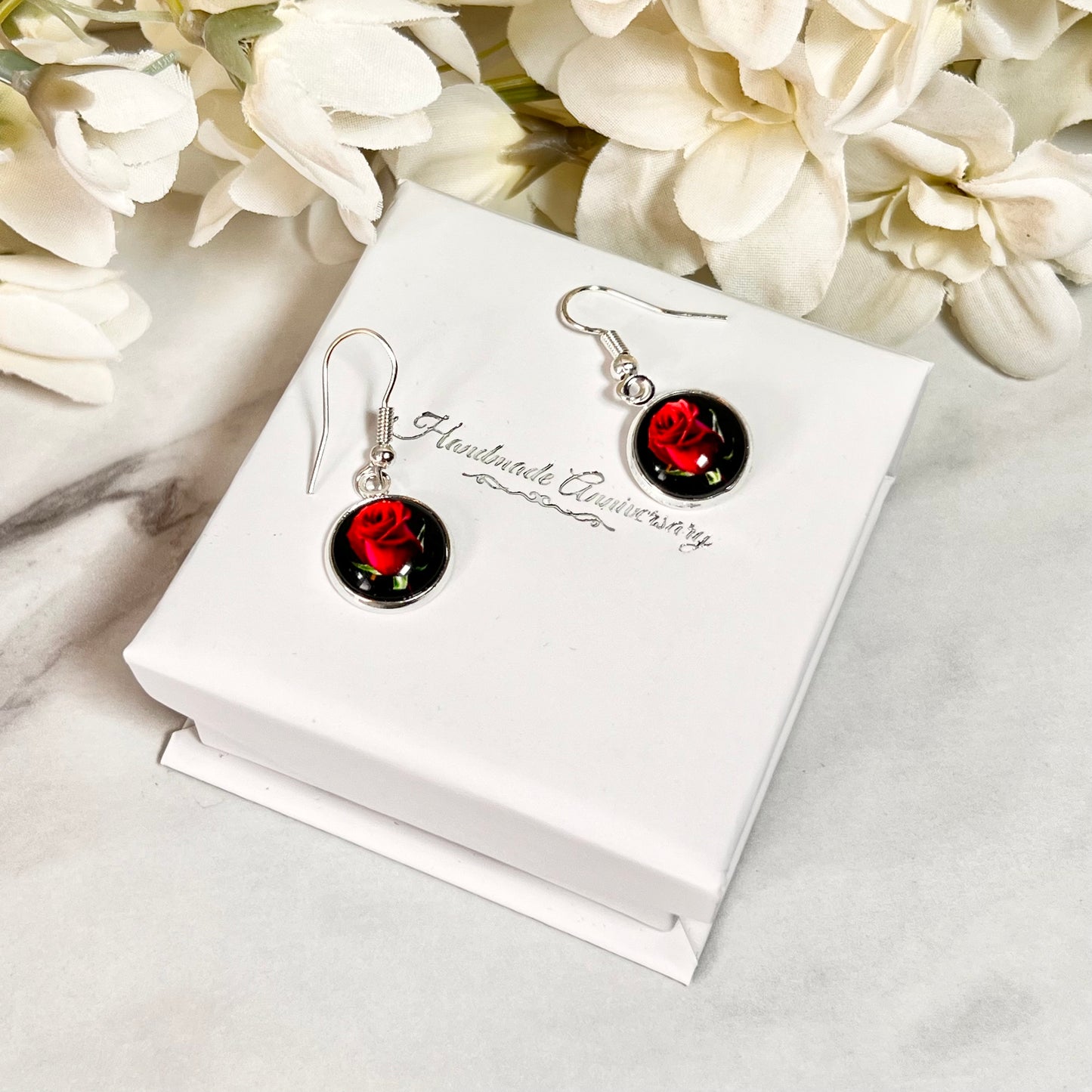 Rose Drop Earrings Handmade