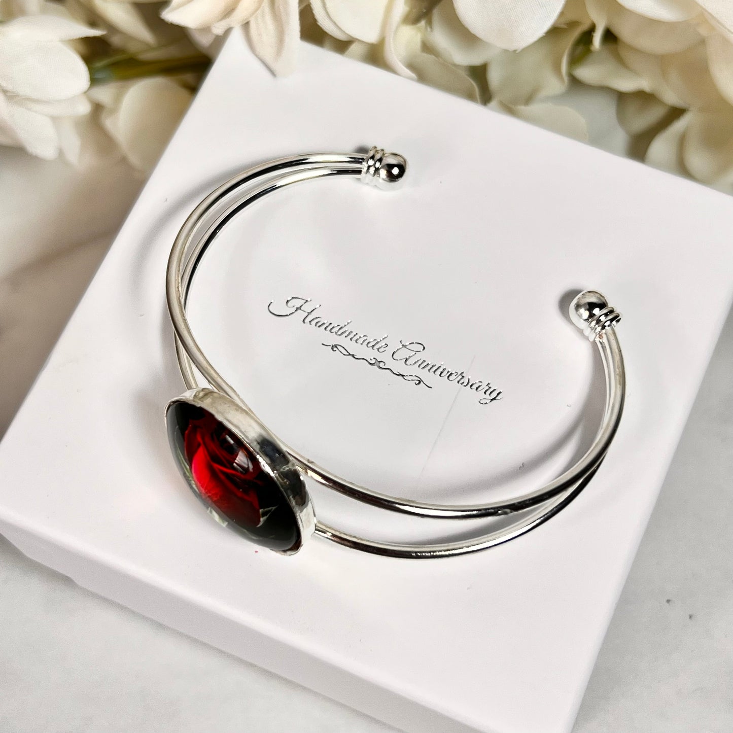 Rose Bangle Bracelet Handmade