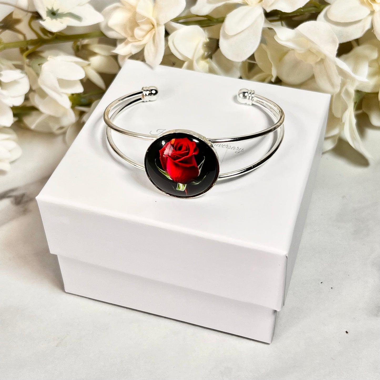 Rose Bangle Bracelet Handmade