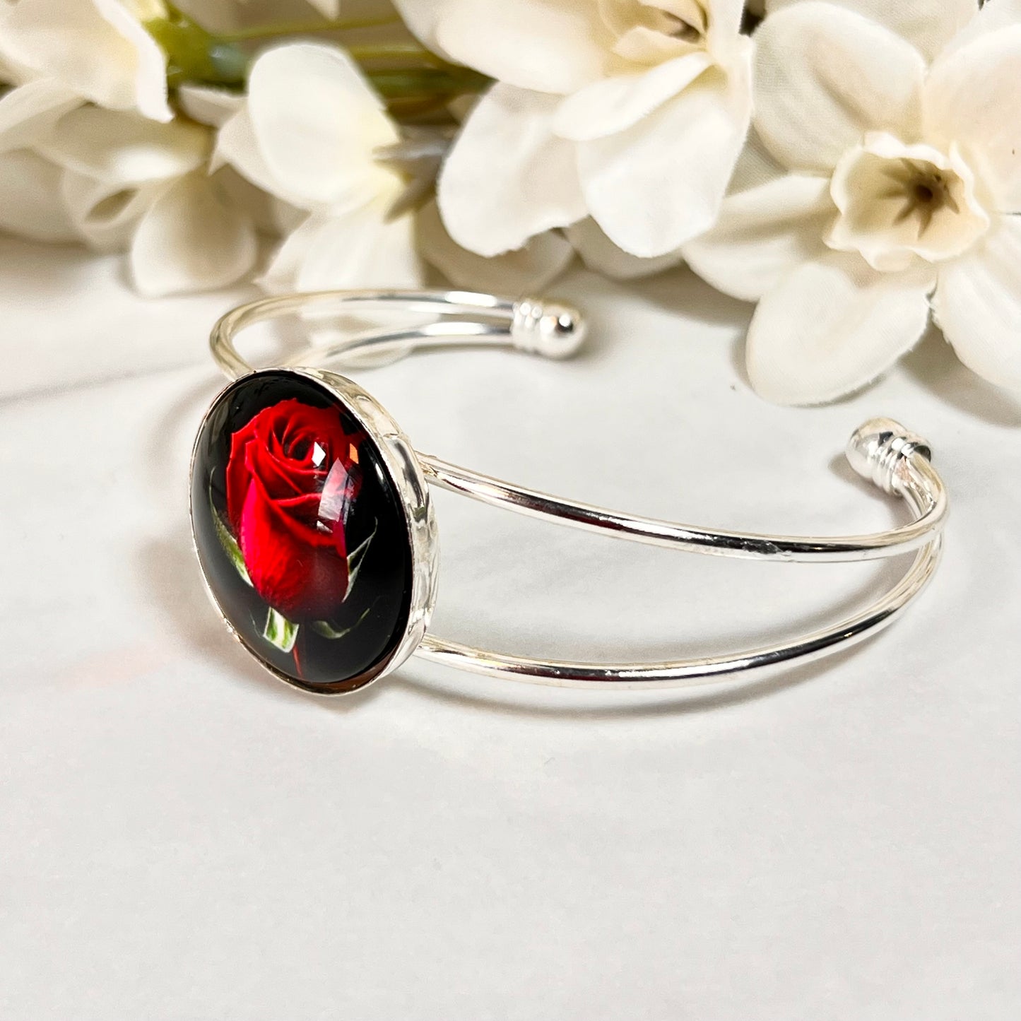 Rose Bangle Bracelet Handmade