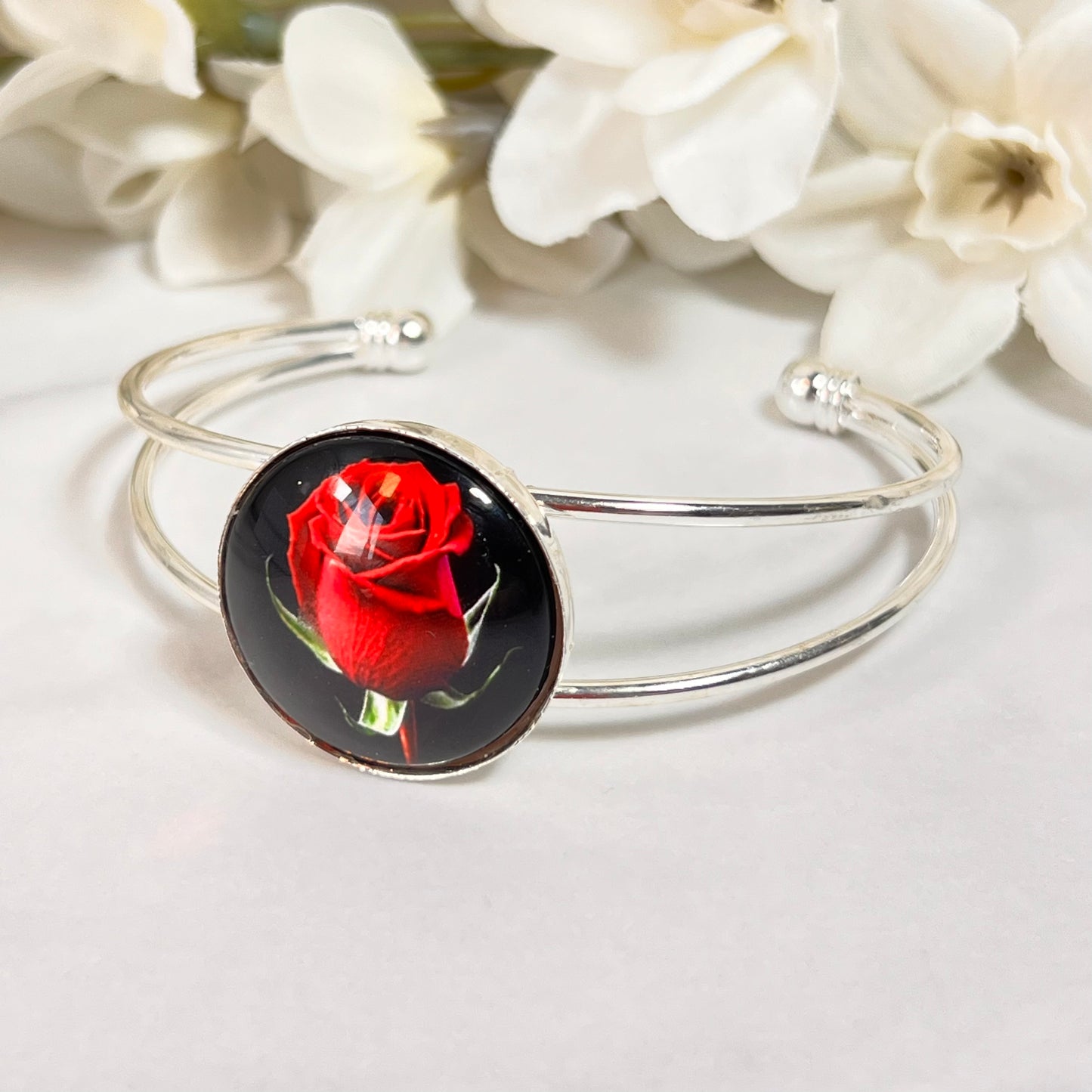 Rose Bangle Bracelet Handmade