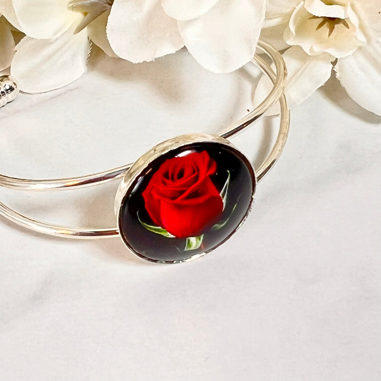 Rose Bangle Bracelet Handmade