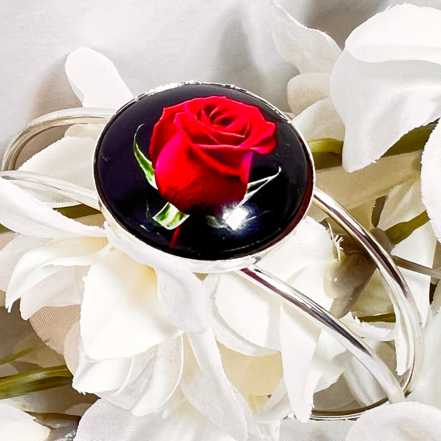 Rose Bangle Bracelet Handmade
