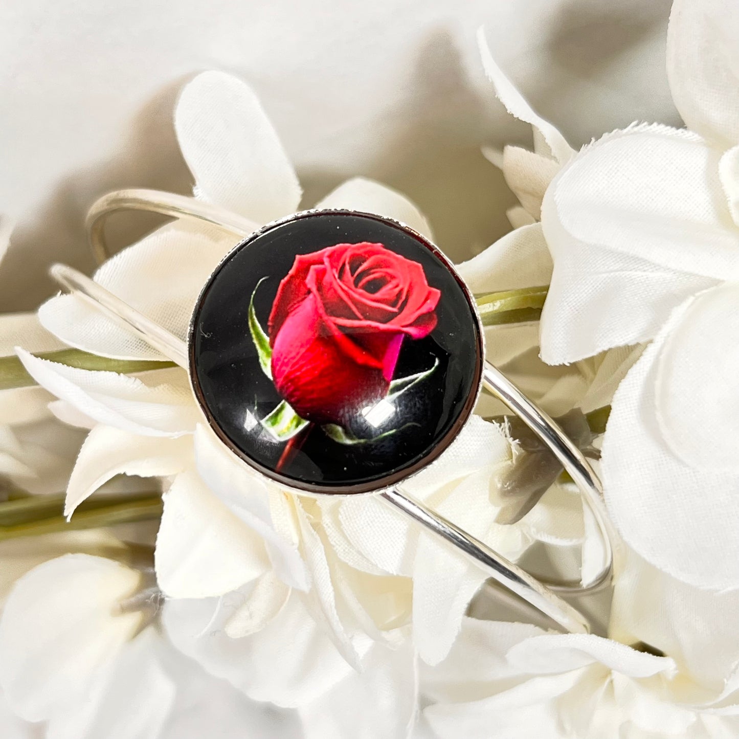 Rose Bangle Bracelet Handmade